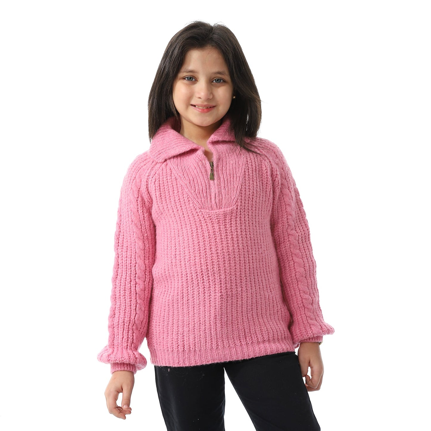 Girls Half-Zip Polo Neck Pullover