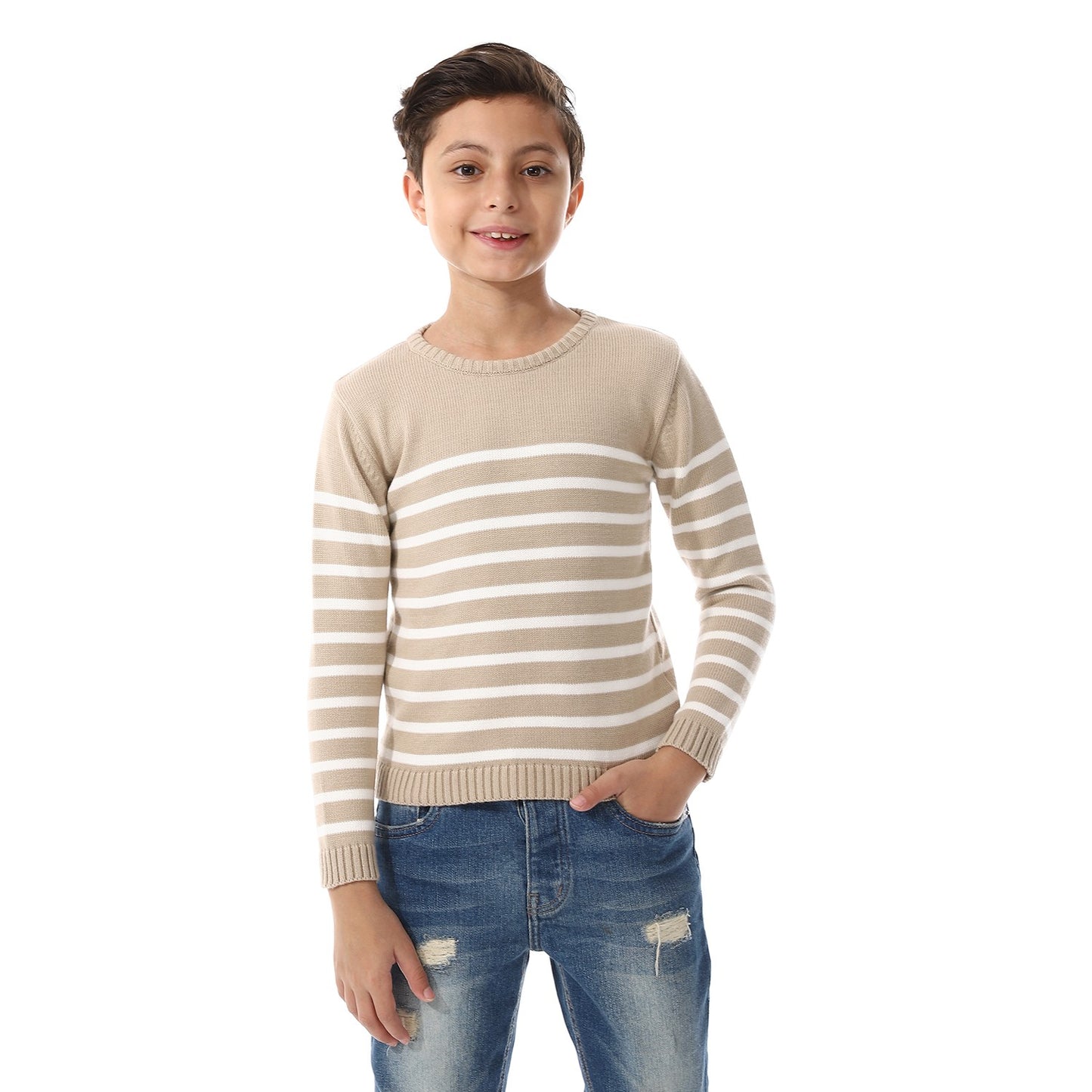 Boys Striped Crew Neck Pullover
