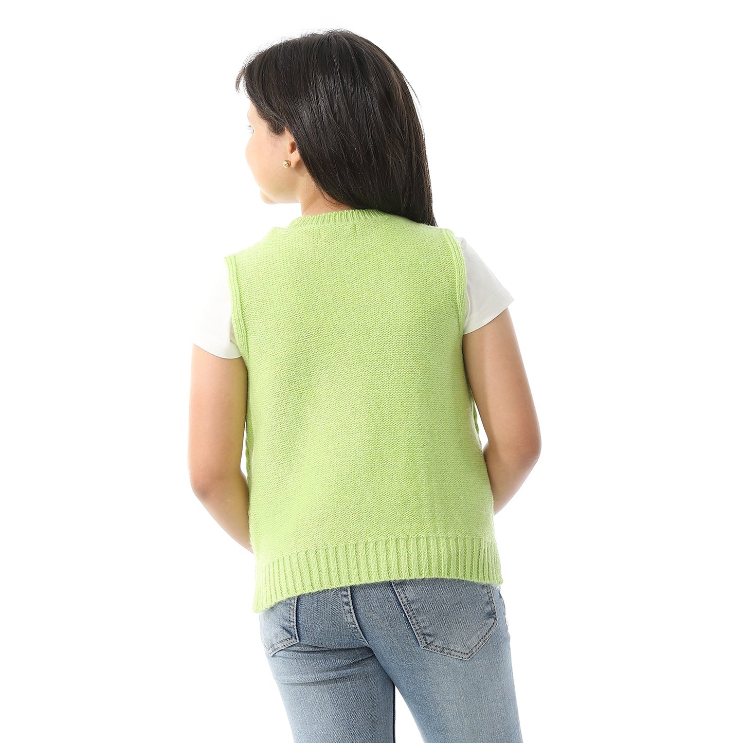 Girls Crew Neck Knitted Vest