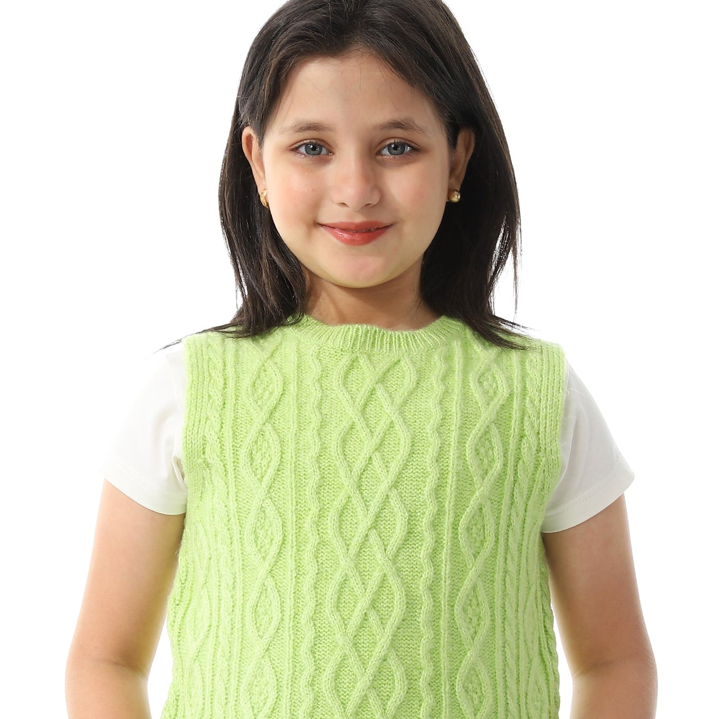 Girls Crew Neck Knitted Vest