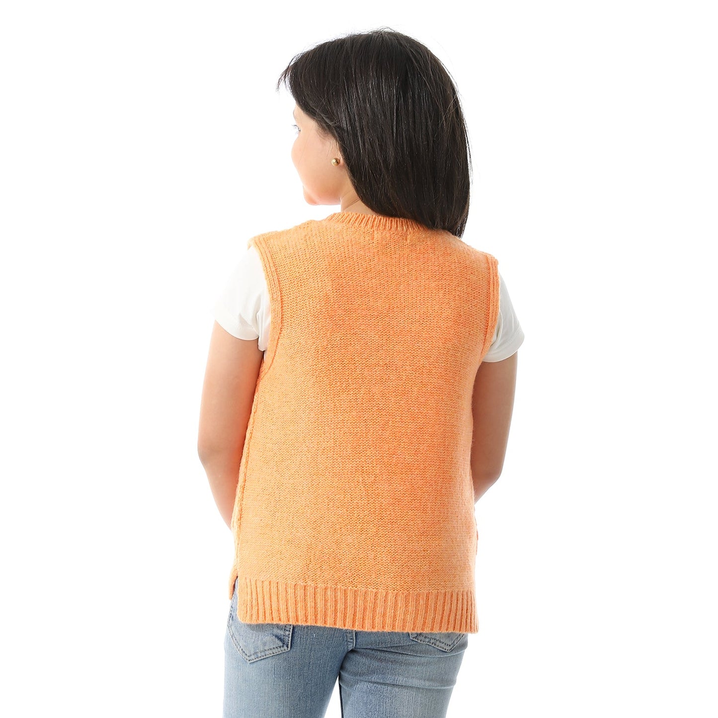 Girls Crew Neck Knitted Vest