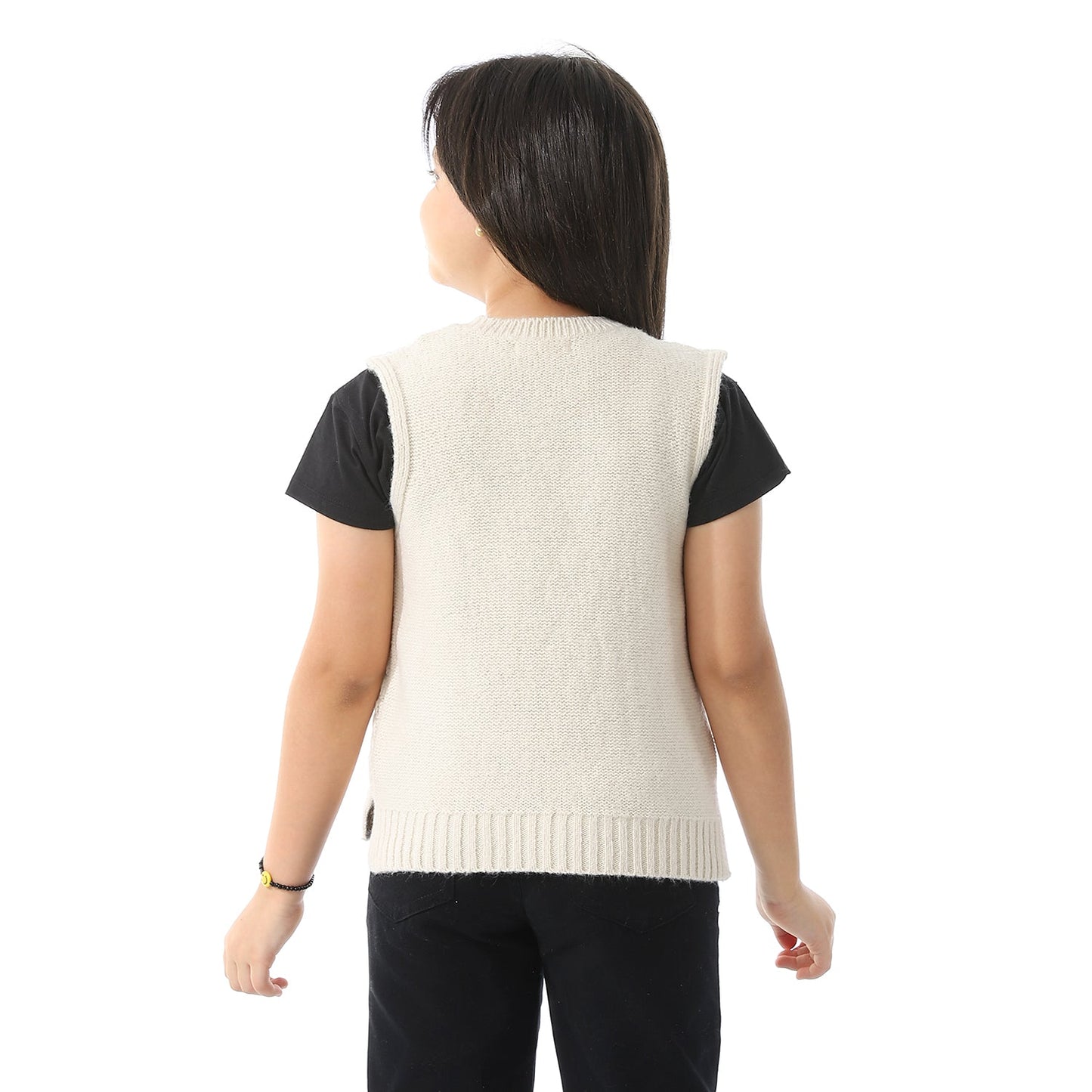 Girls Crew Neck Knitted Vest