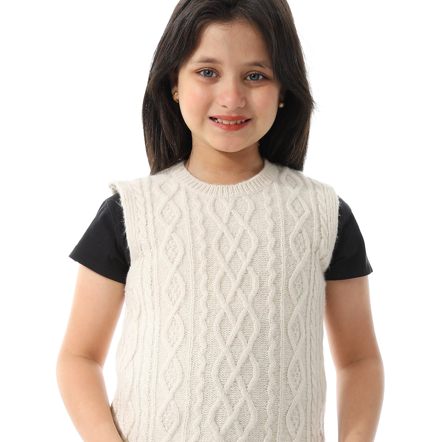 Girls Crew Neck Knitted Vest