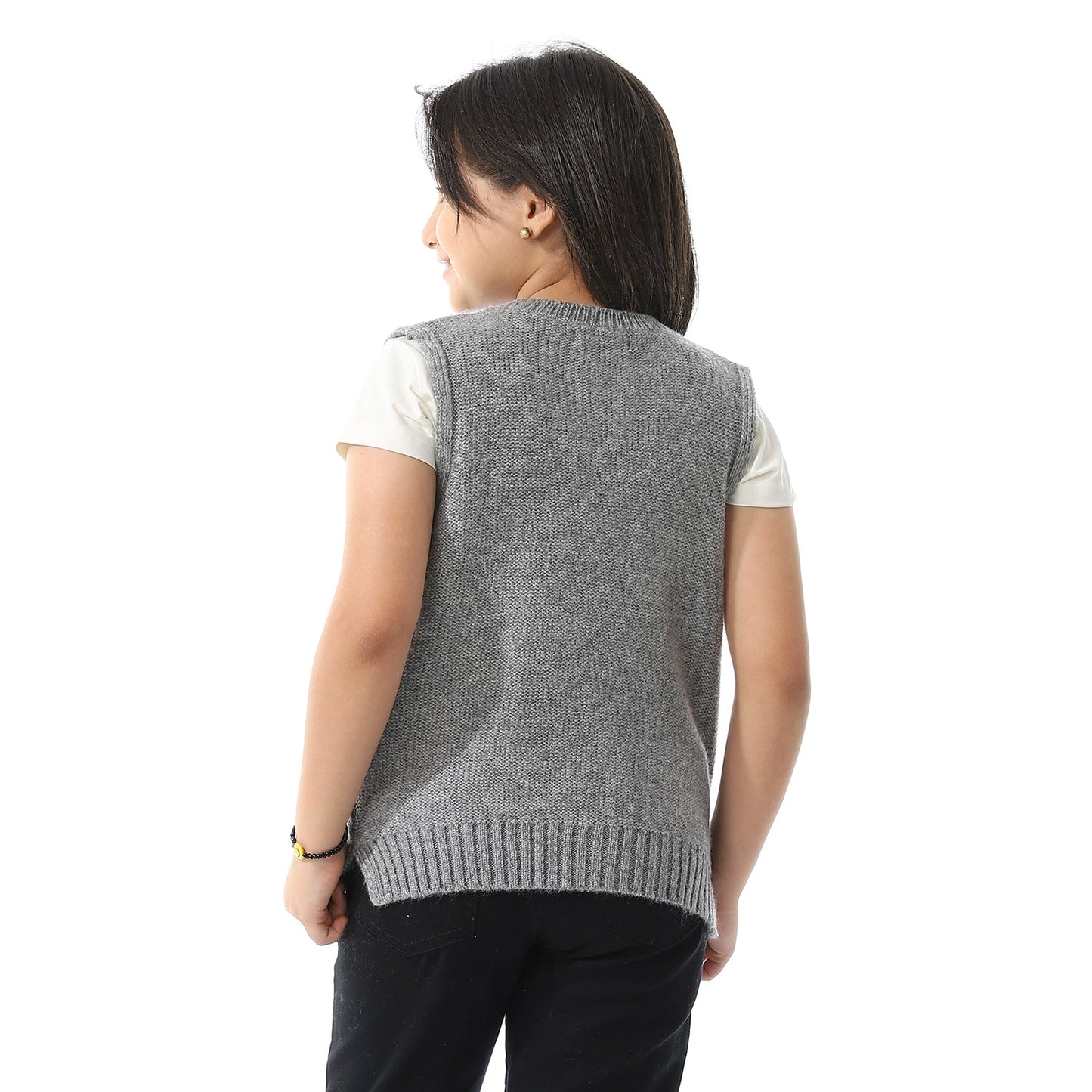 Girls Crew Neck Knitted Vest