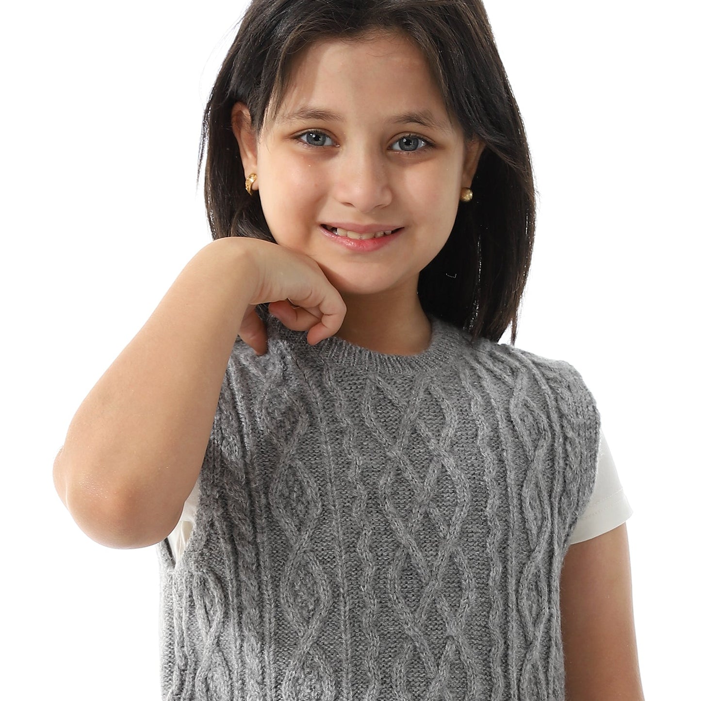 Girls Crew Neck Knitted Vest