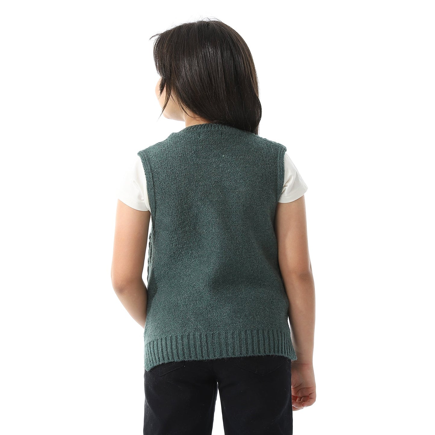 Girls Crew Neck Knitted Vest