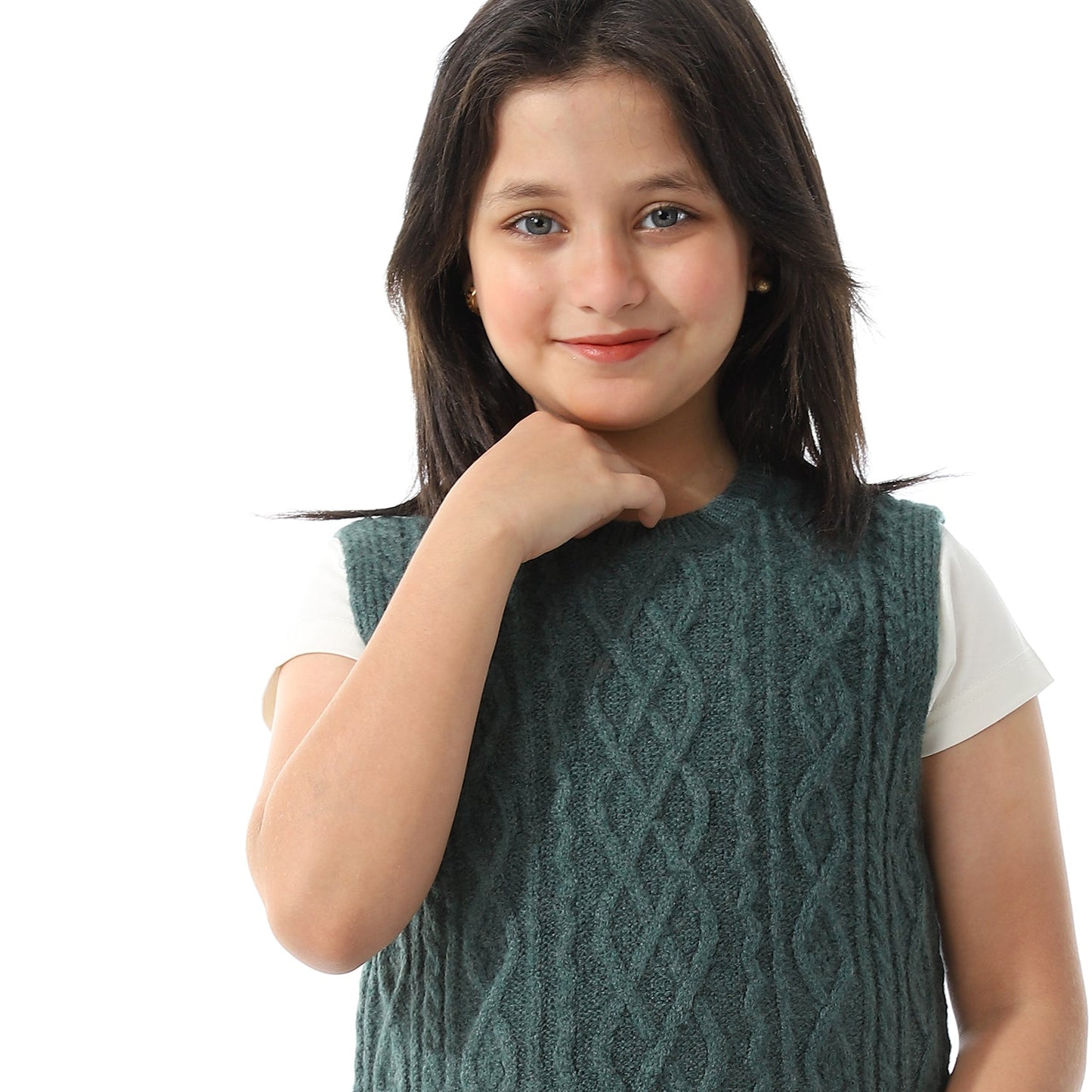 Girls Crew Neck Knitted Vest