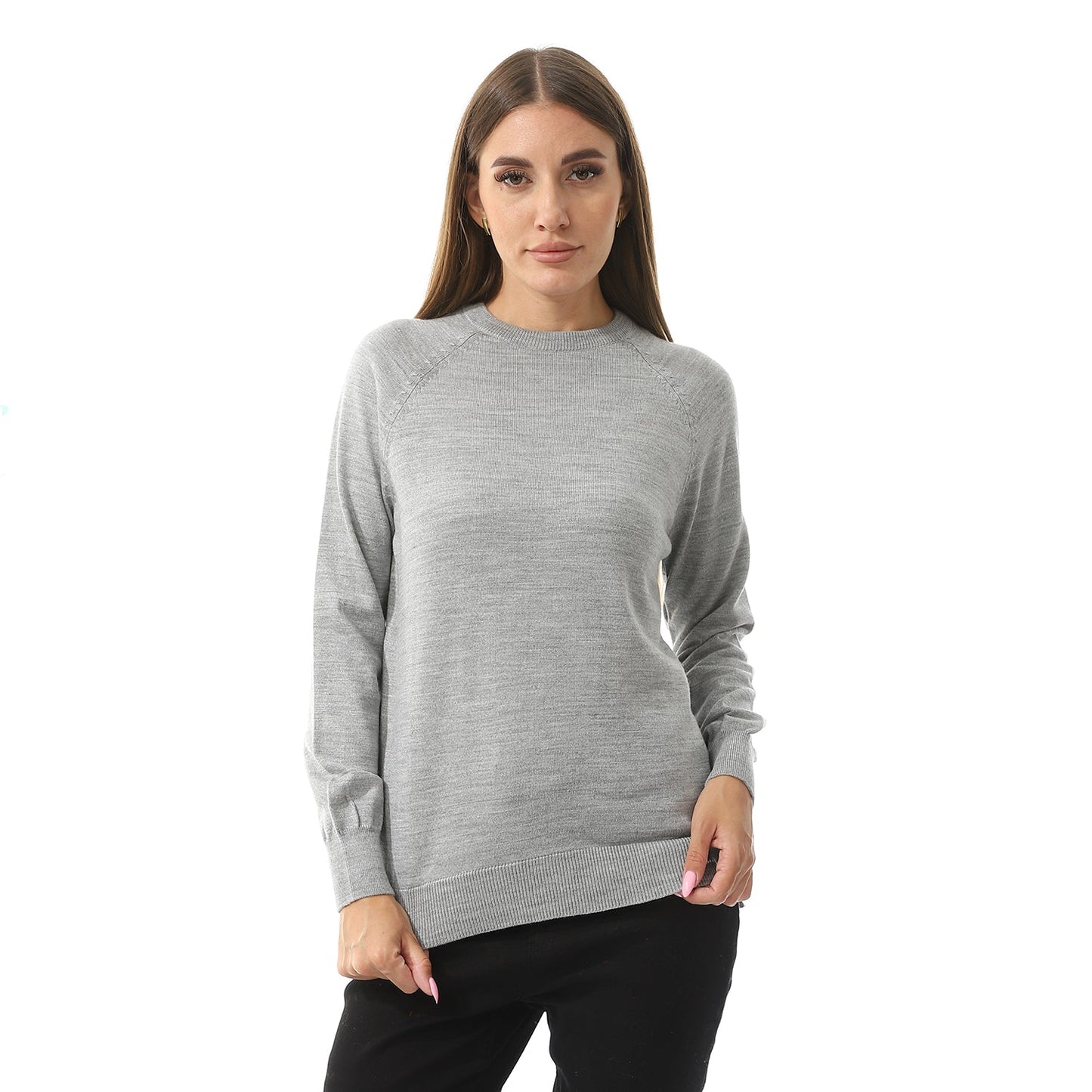 Women's Crew Neck Plain Pullover