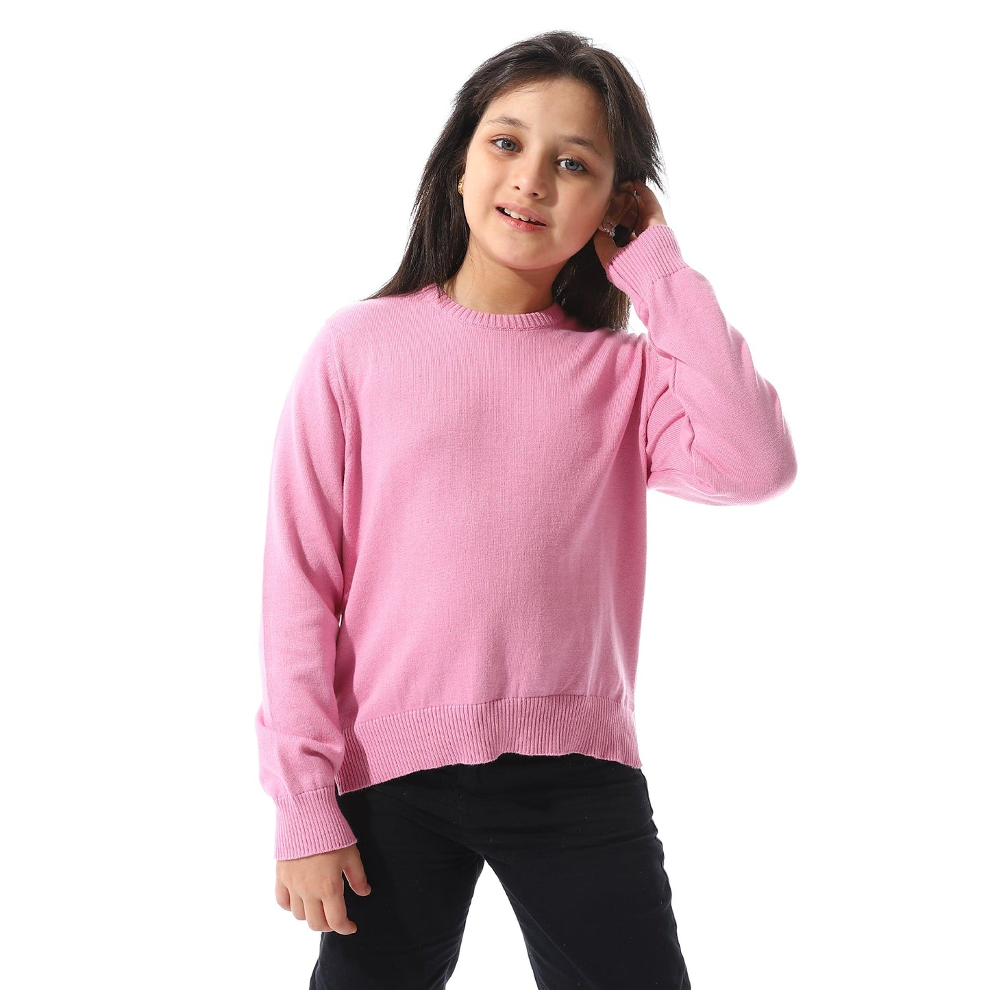 Girls Cropped Crew Neck Pullover