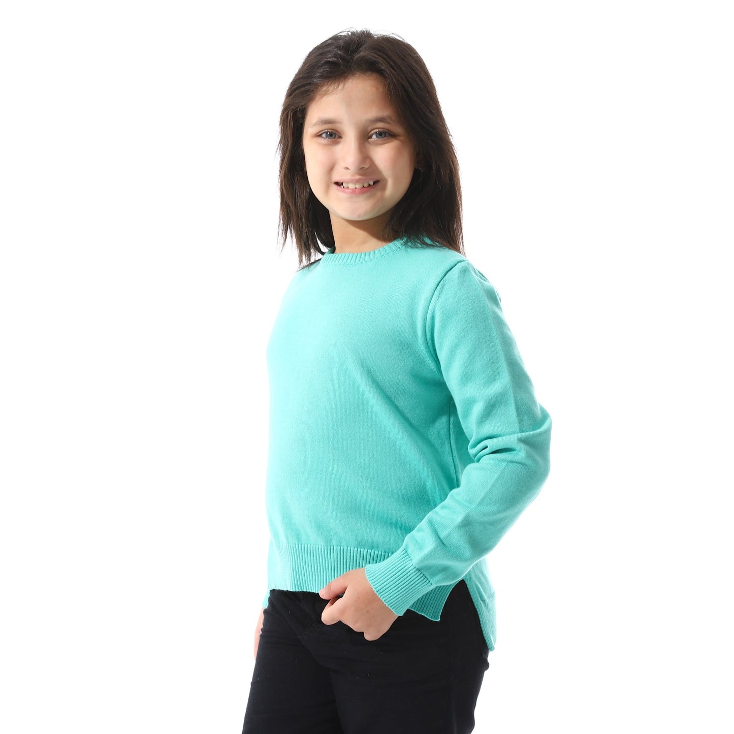 Girls Cropped Crew Neck Pullover