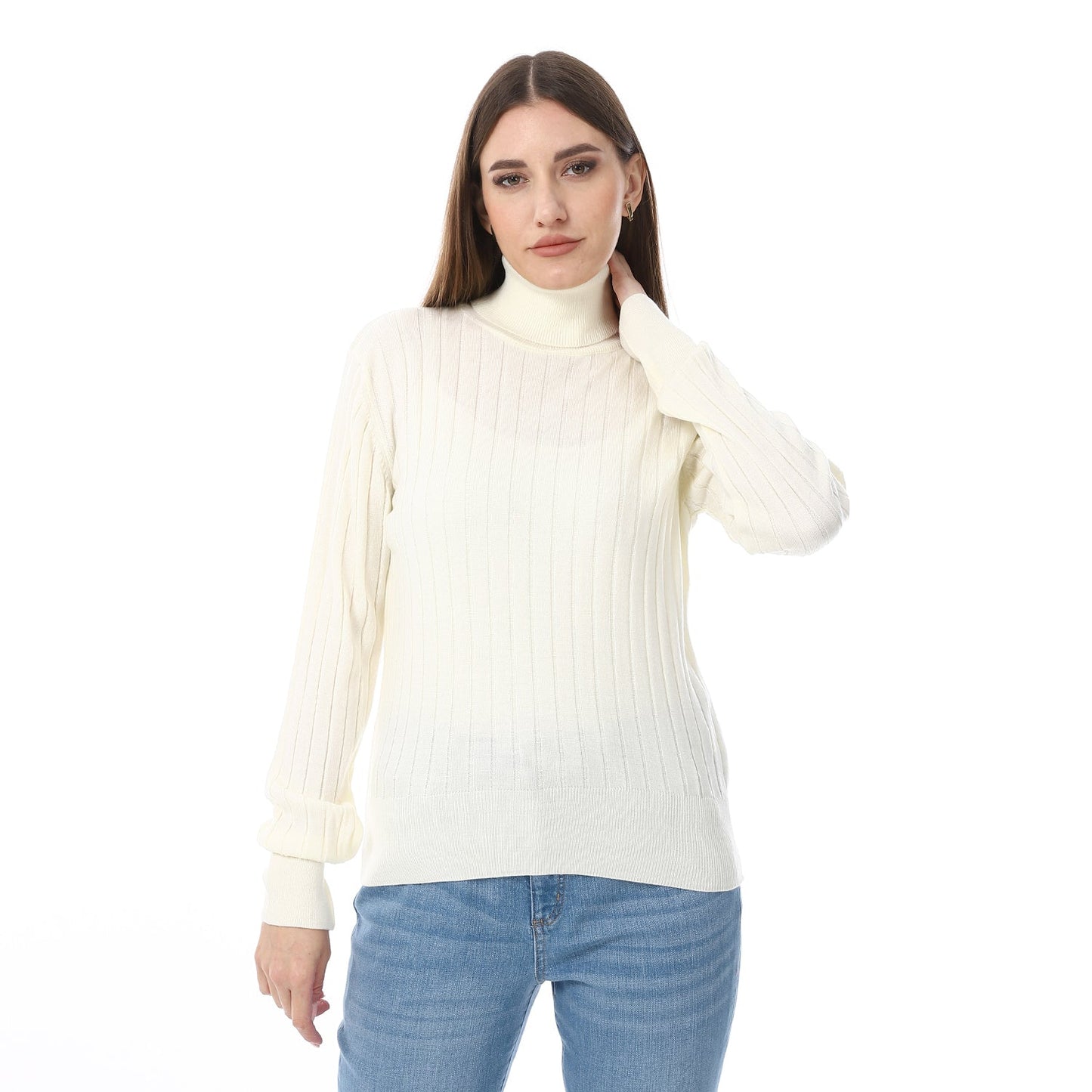 Women’s High Neck Ribbed Sweater