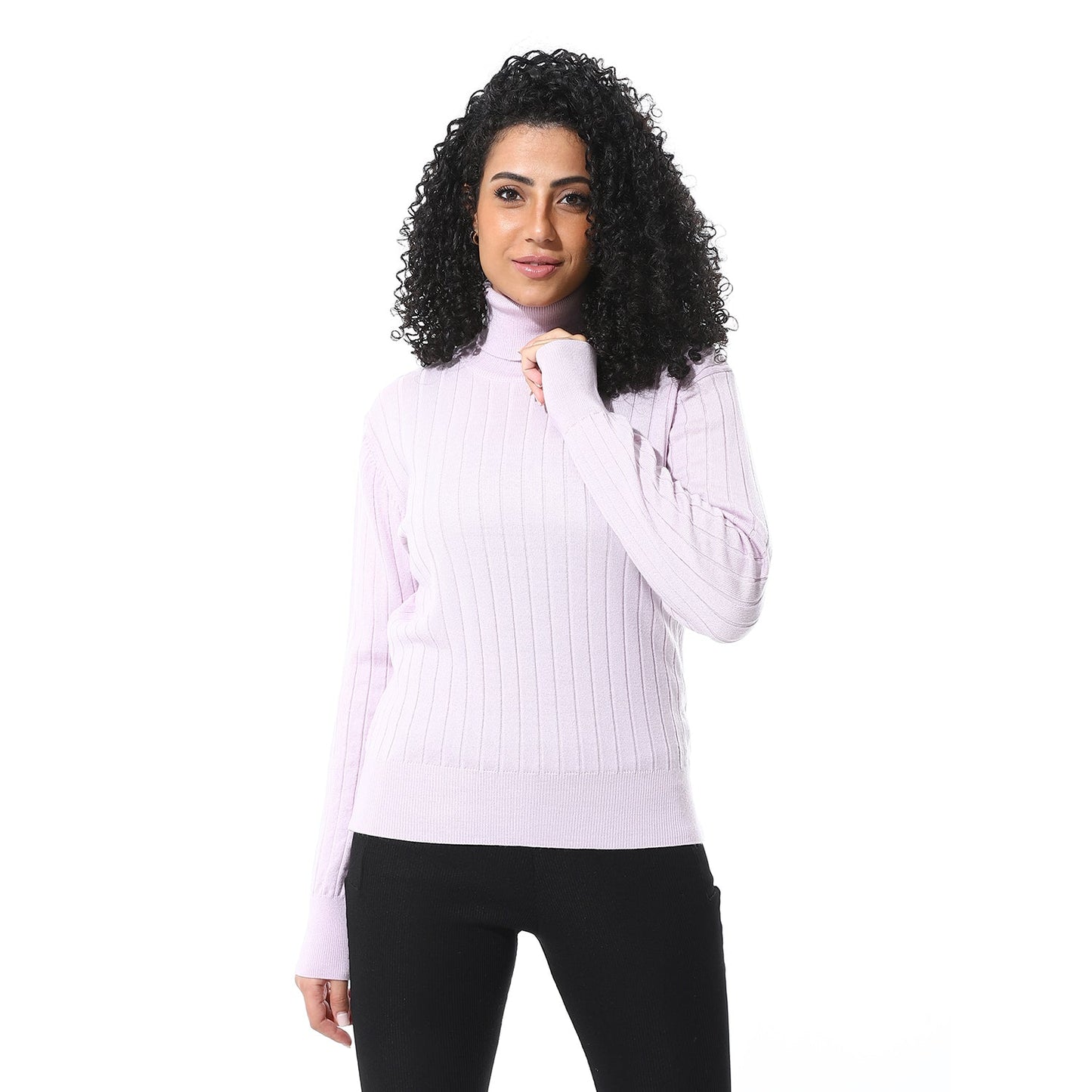 Women’s High Neck Ribbed Sweater
