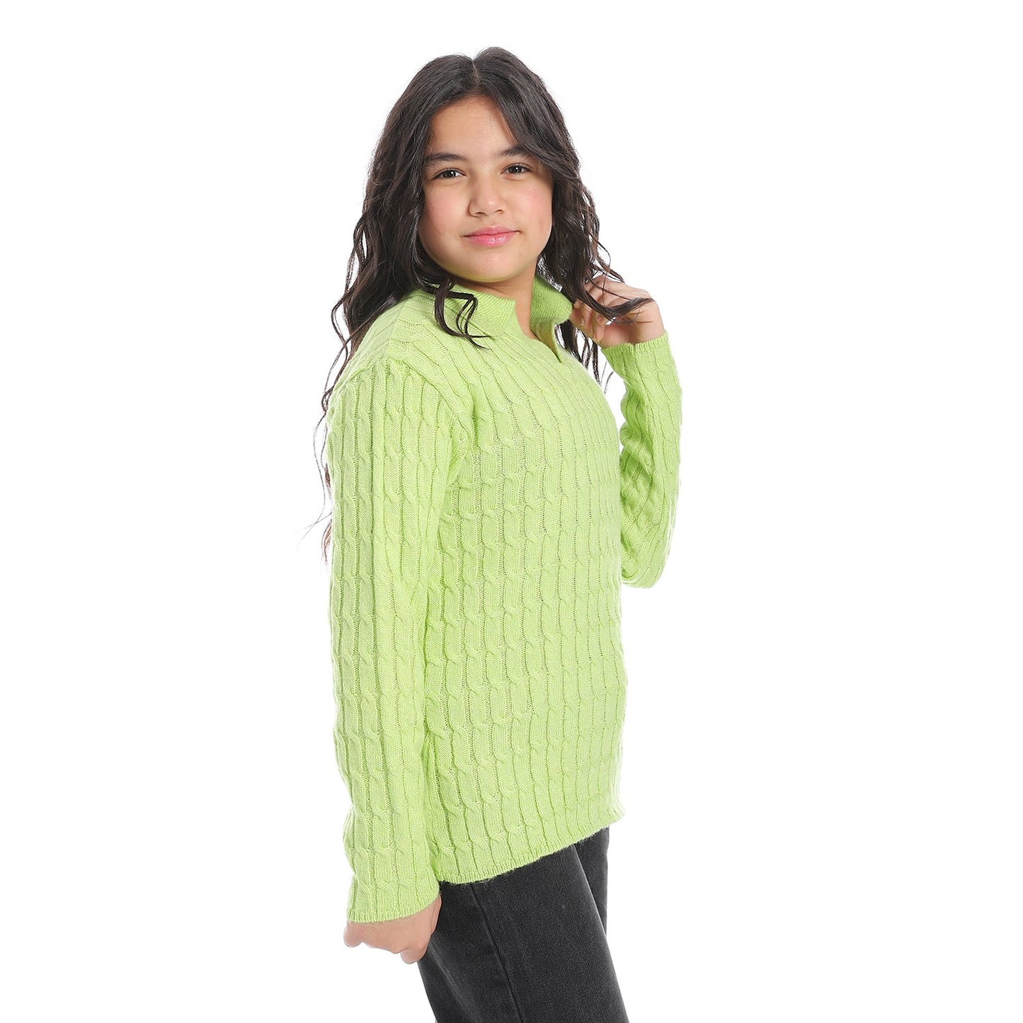 Girls V-Neck Knit Pullover