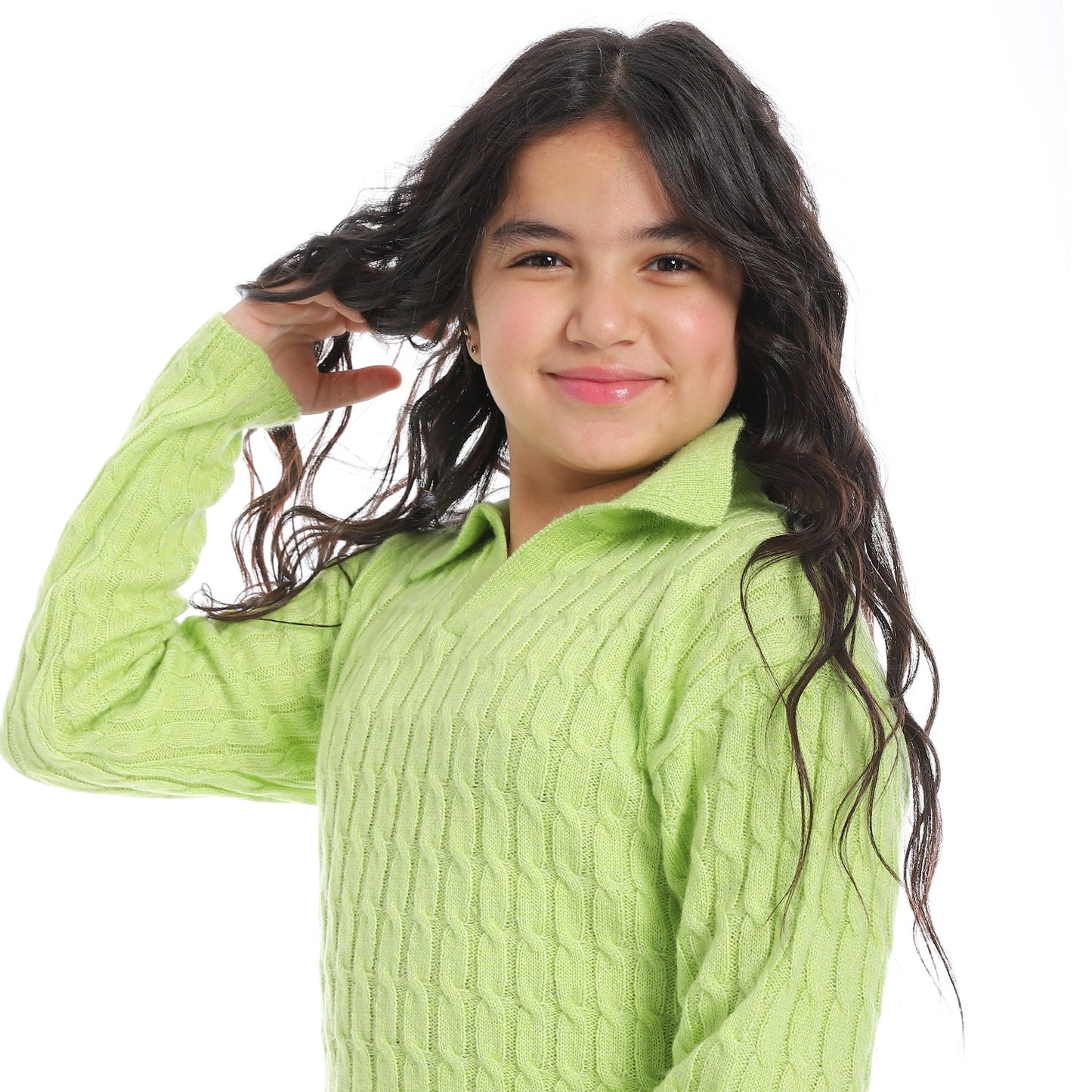 Girls V-Neck Knit Pullover