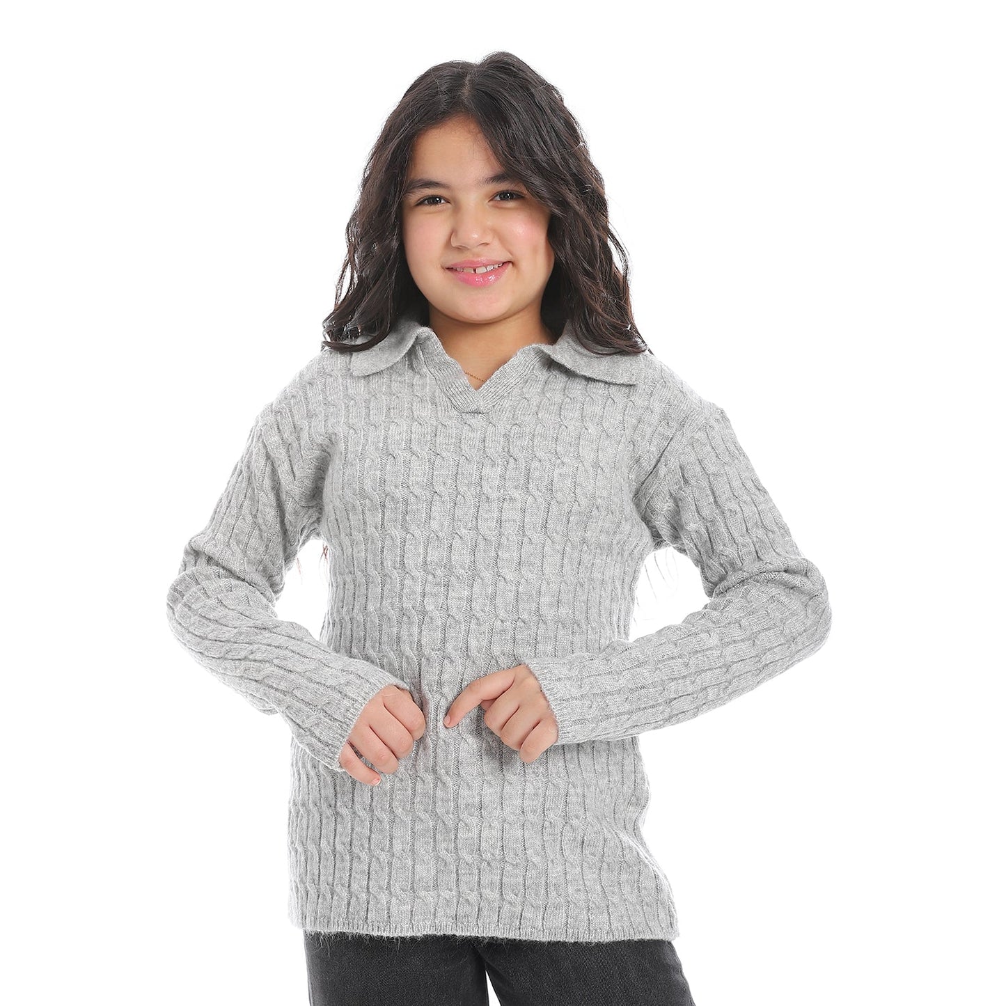 Girls V-Neck Knit Pullover