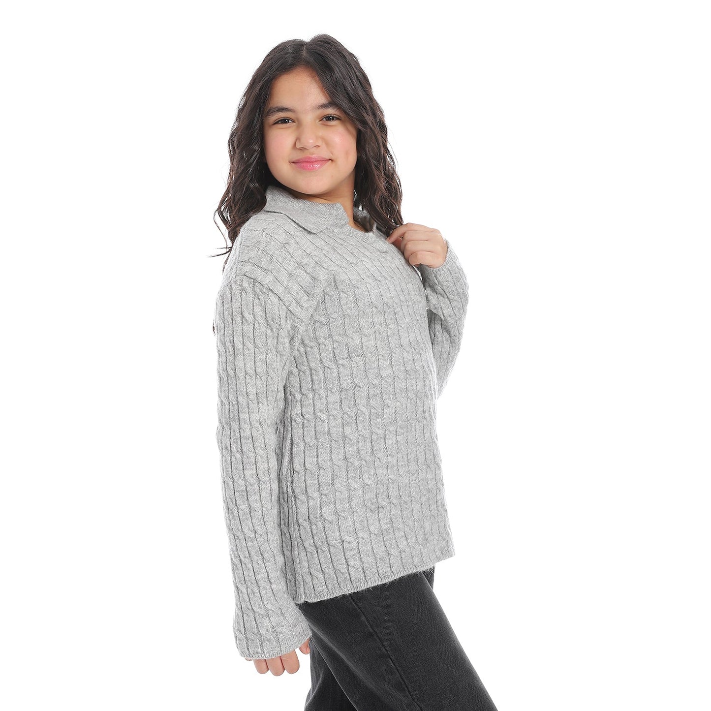 Girls V-Neck Knit Pullover