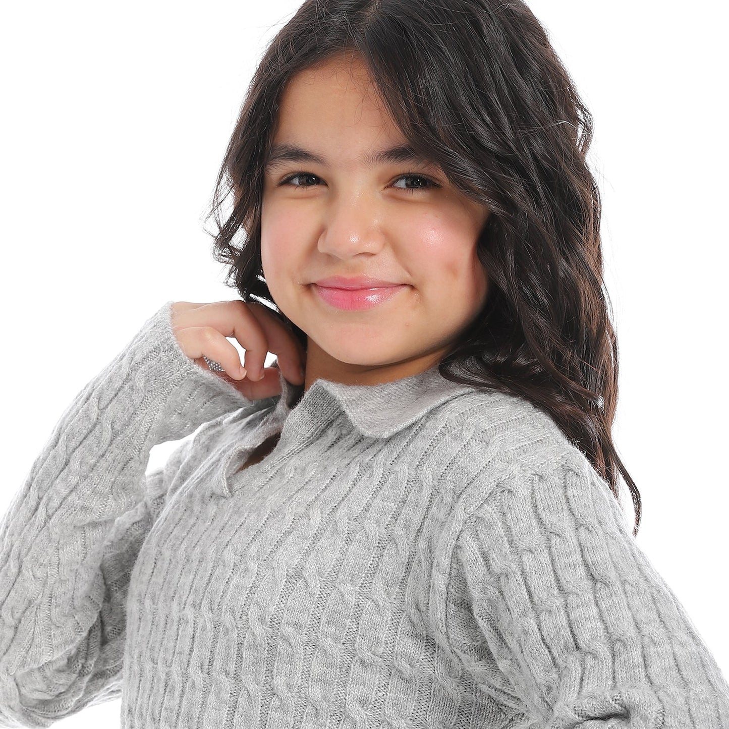 Girls V-Neck Knit Pullover