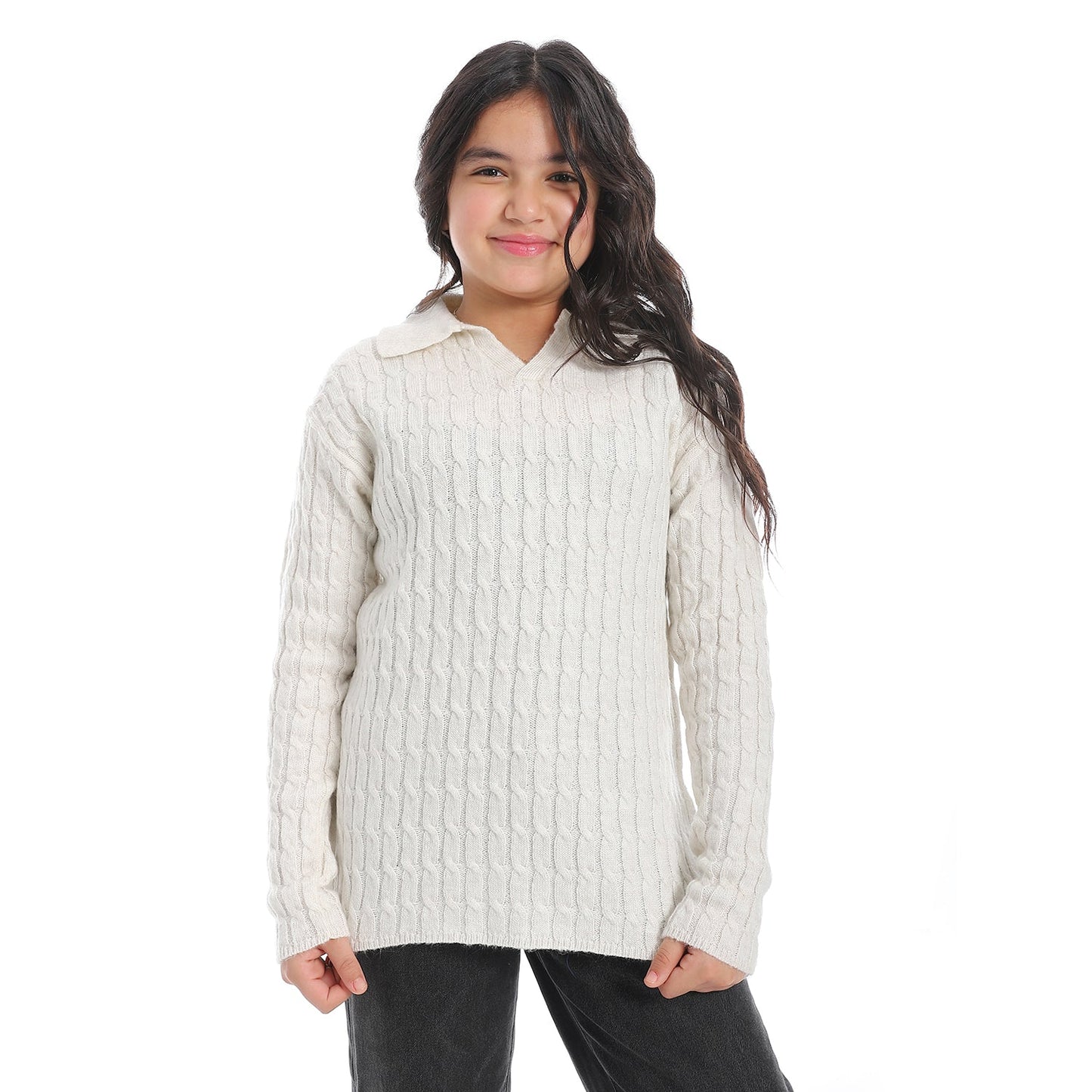 Girls V-Neck Knit Pullover