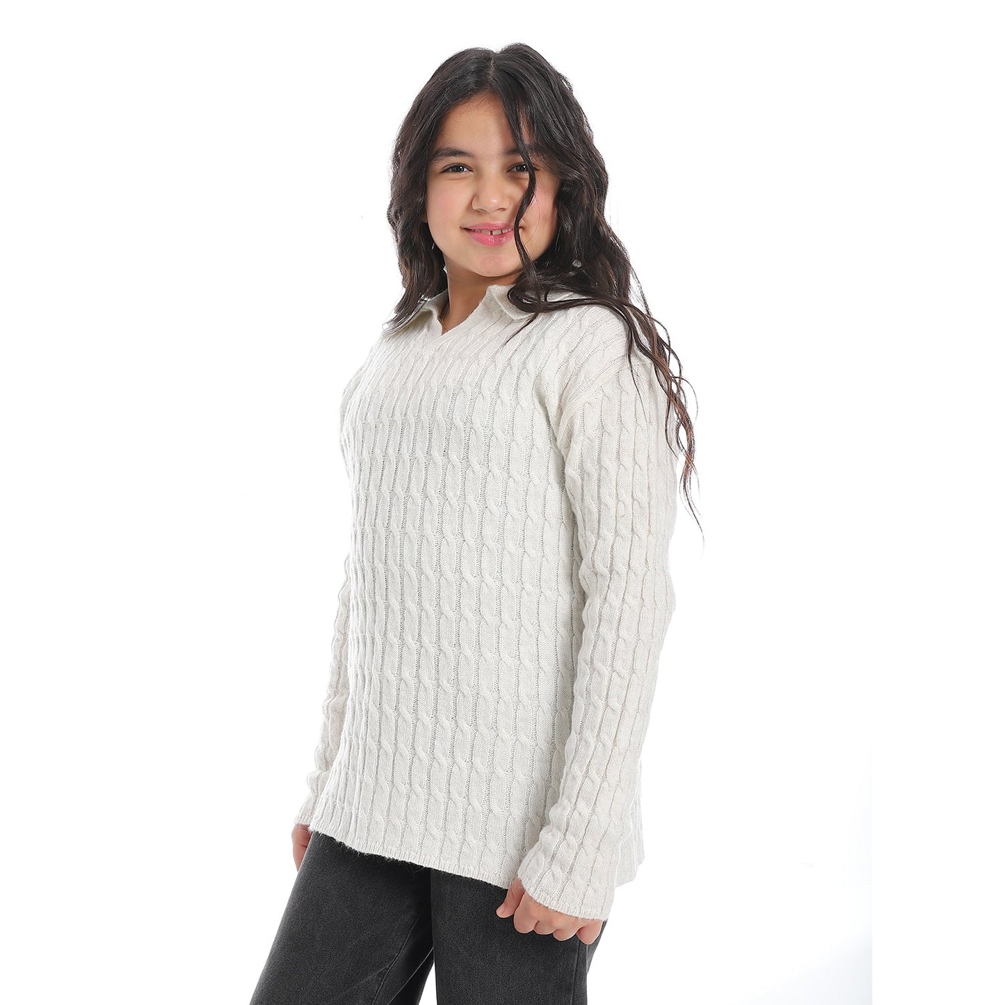Girls V-Neck Knit Pullover