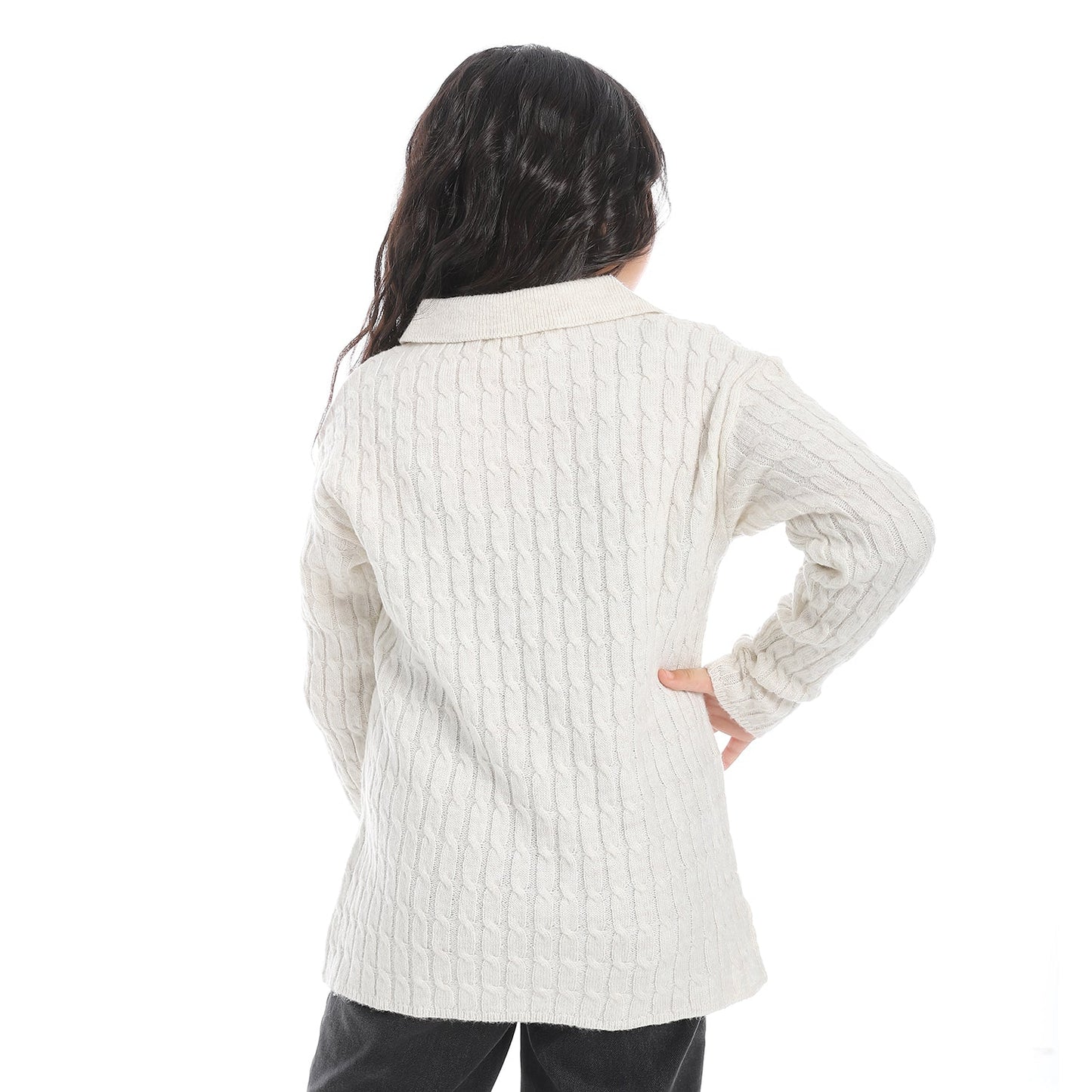 Girls V-Neck Knit Pullover