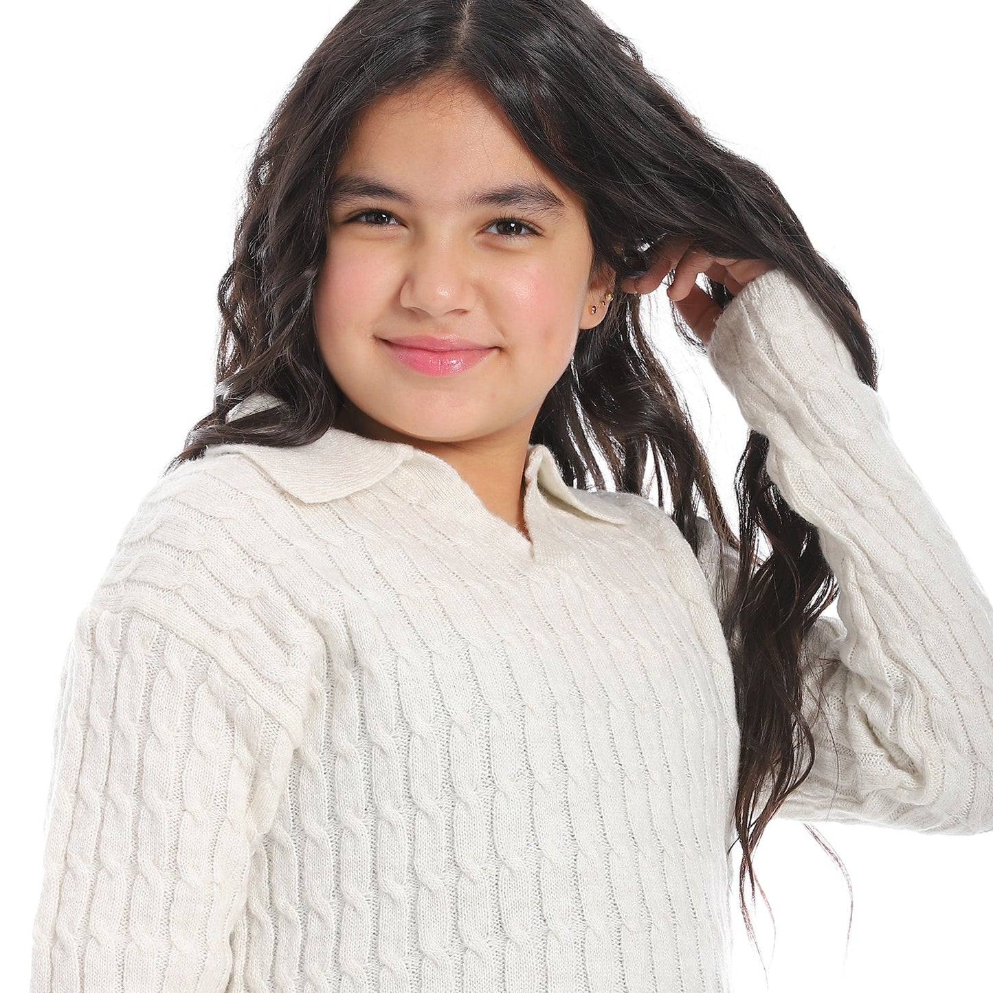 Girls V-Neck Knit Pullover