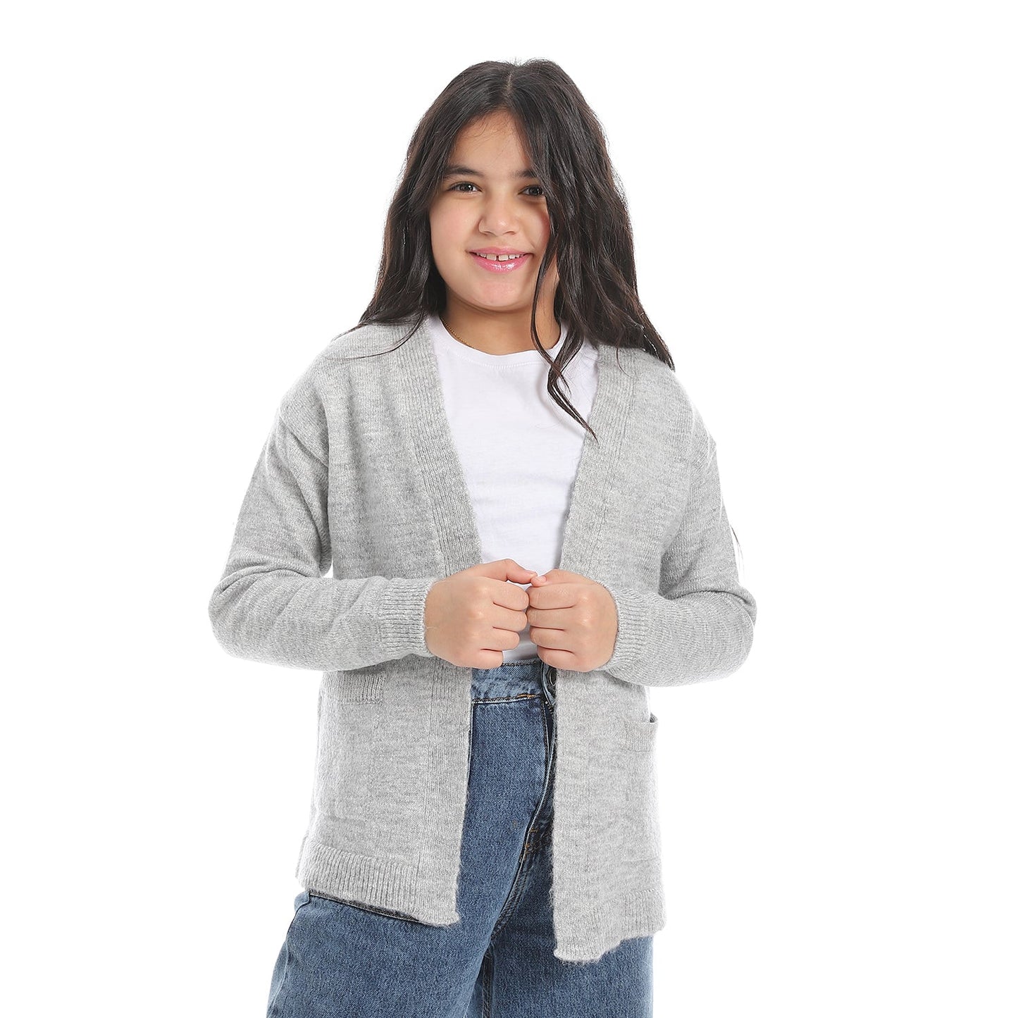 Girls Open-Front Knit Cardigan
