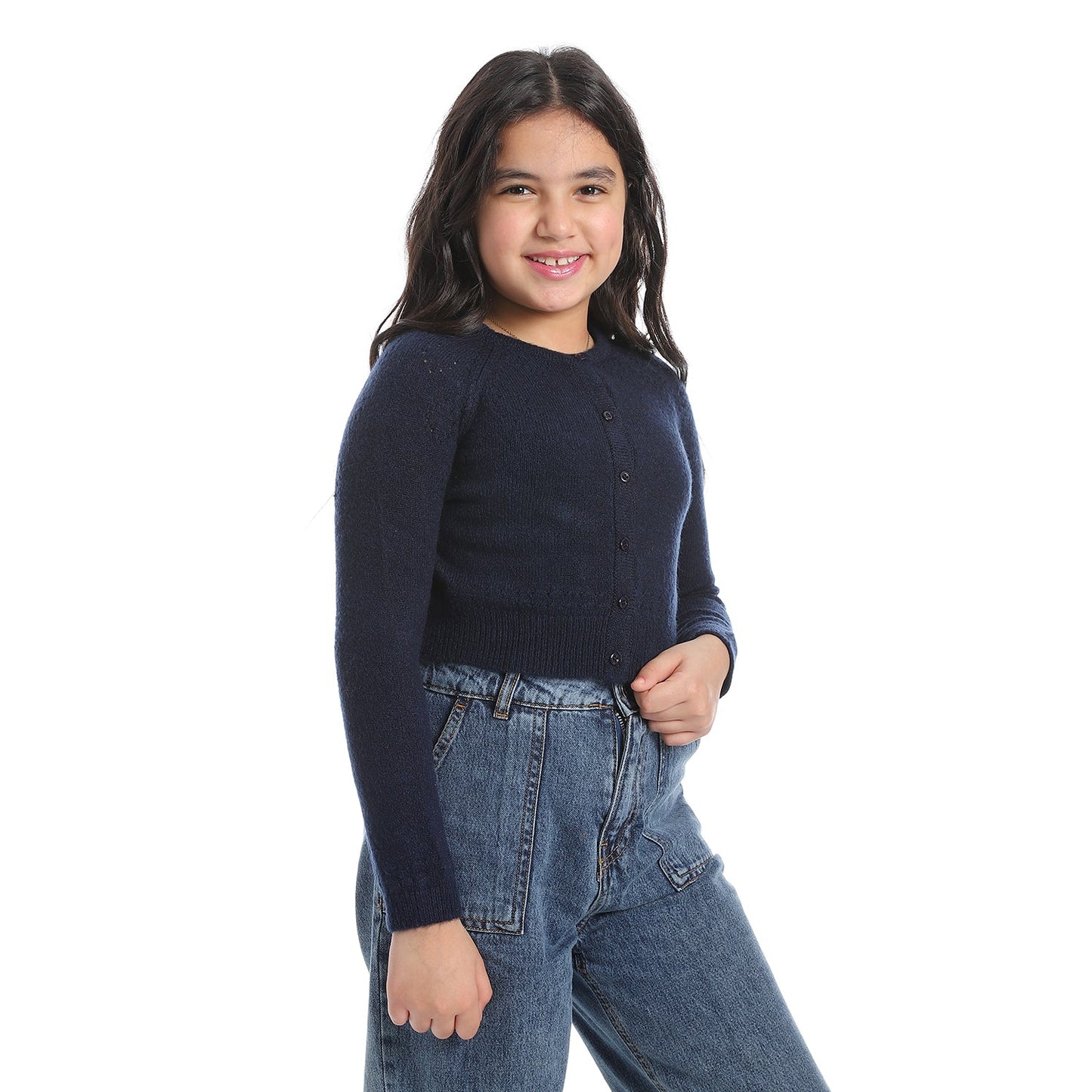 Girls Button-Up Knit Cardigan