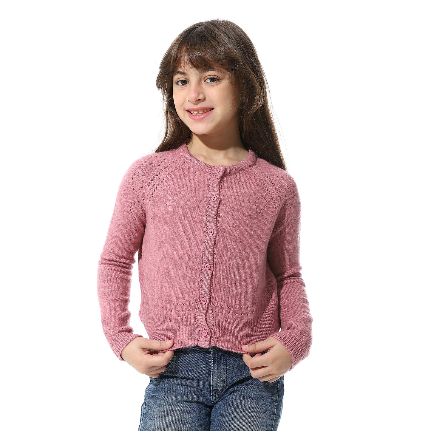 Girls Button-Up Knit Cardigan