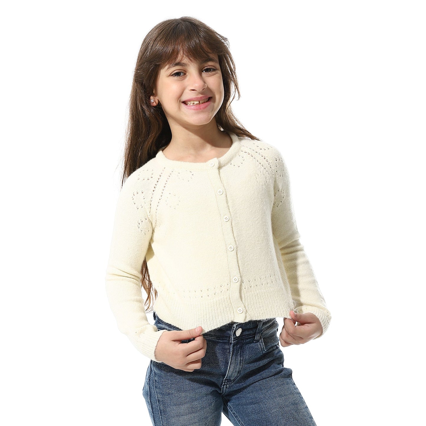 Girls Button-Up Knit Cardigan