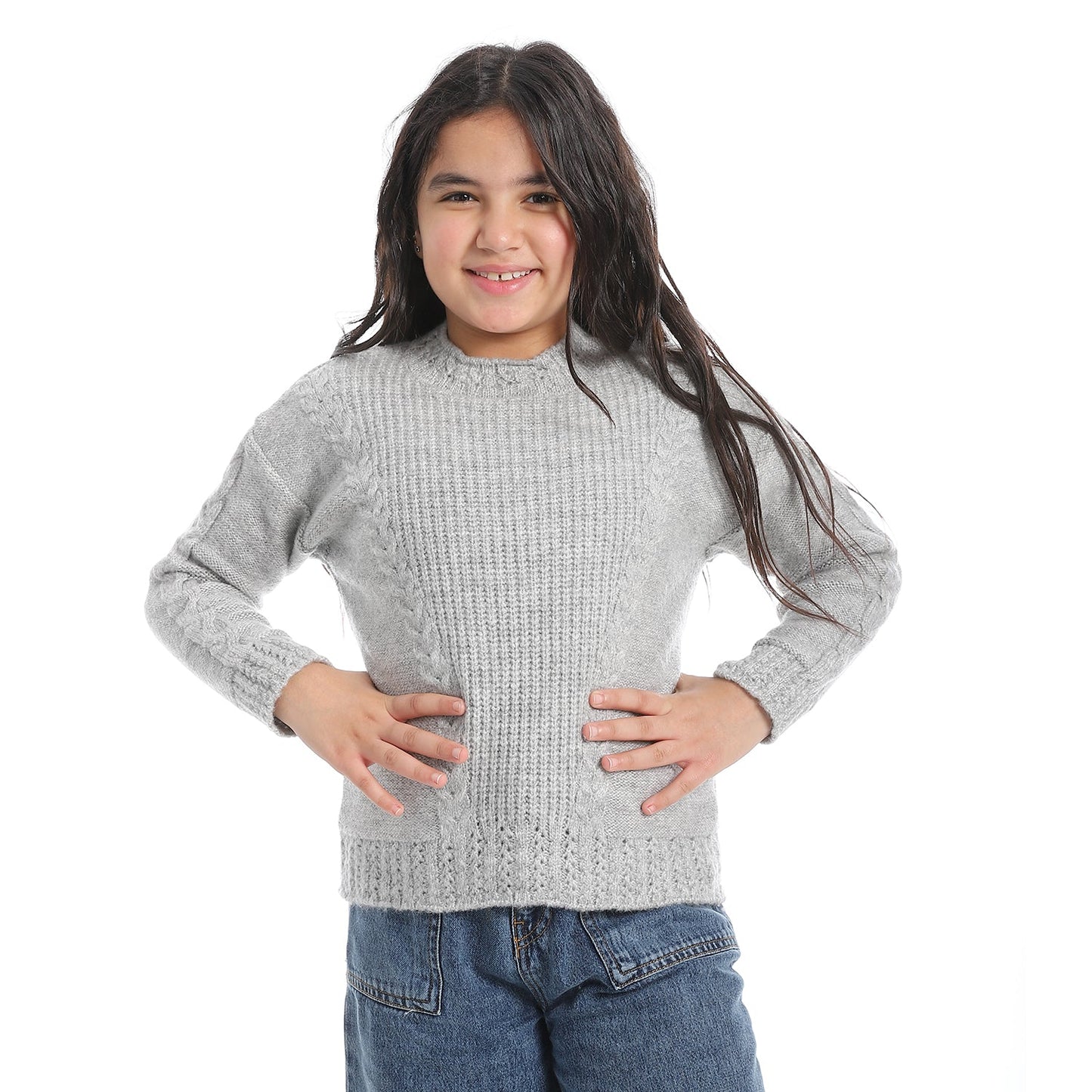 Girls Crew Neck Knit Pullover