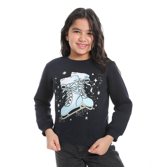 Girls Cotton Printed Sweatshirt