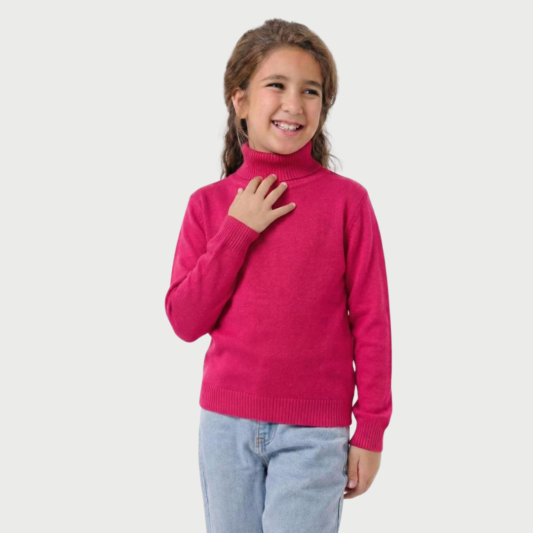 Girls High Neck Knit Sweater
