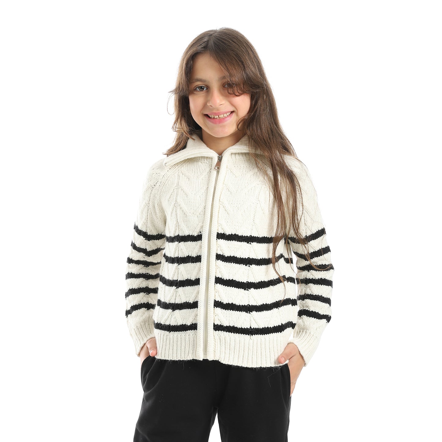 Girls Knitted Zip-Up Cardigan