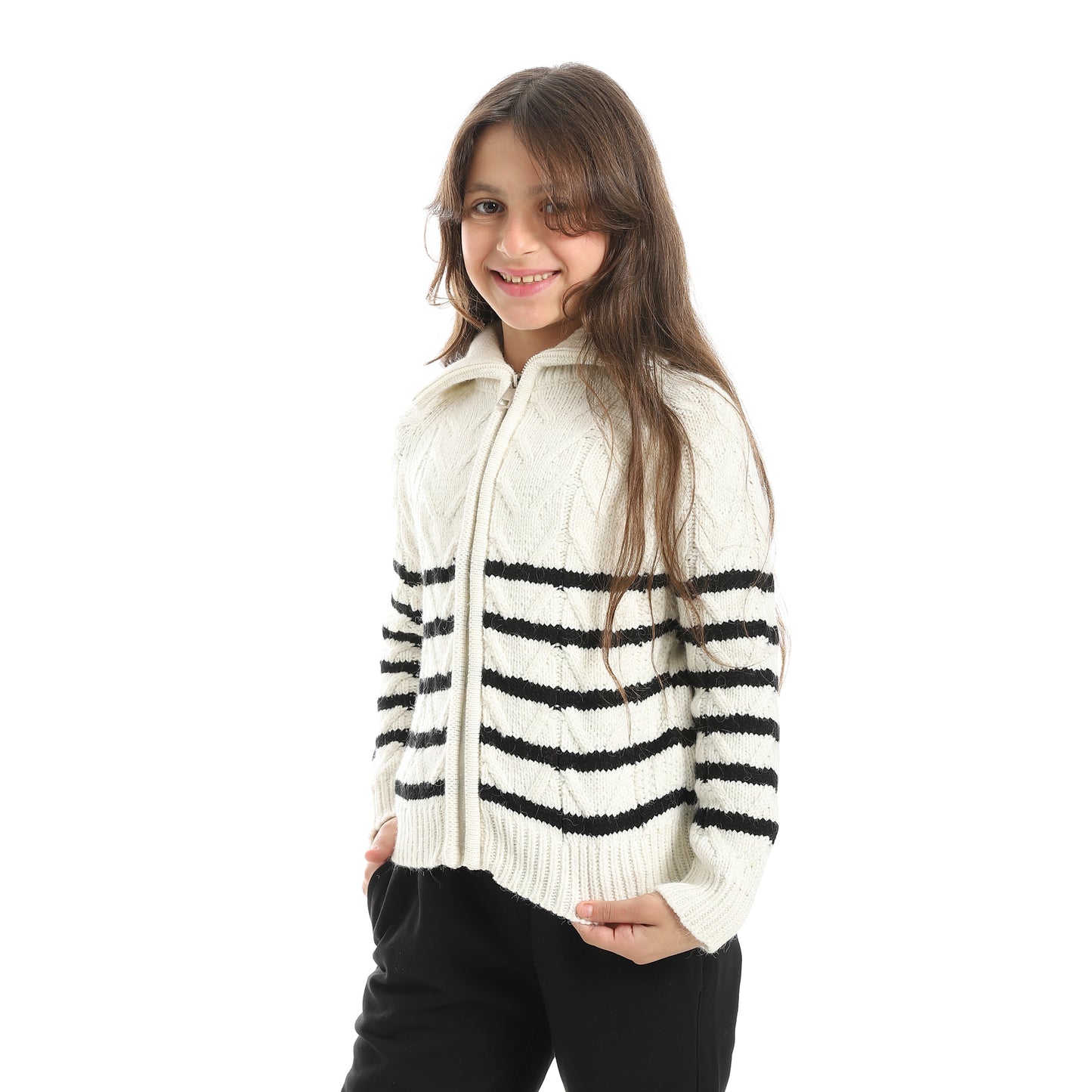 Girls Knitted Zip-Up Cardigan