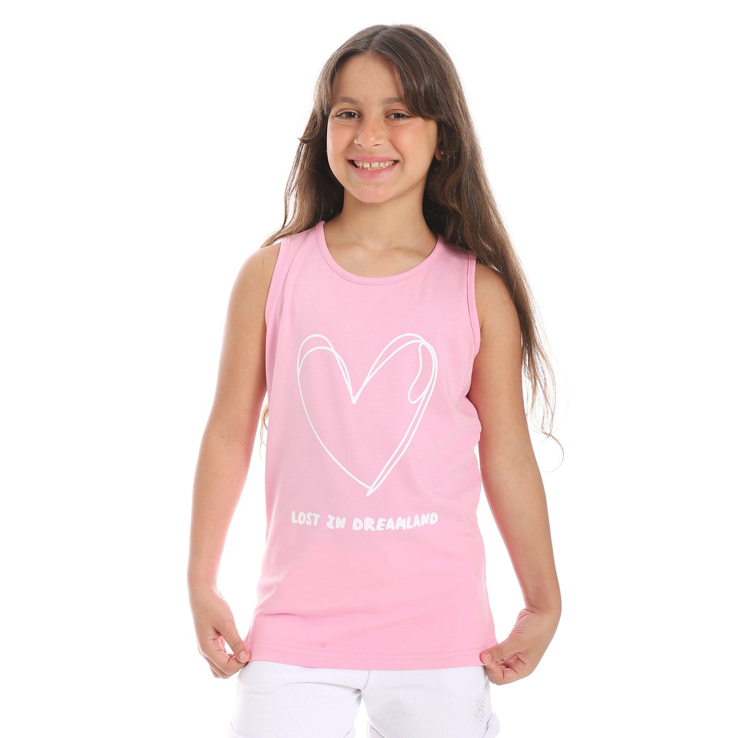 Girls Cotton Printed Sleeveless T-Shirt