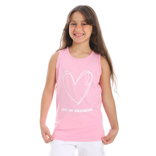 Girls Cotton Printed Sleeveless T-Shirt