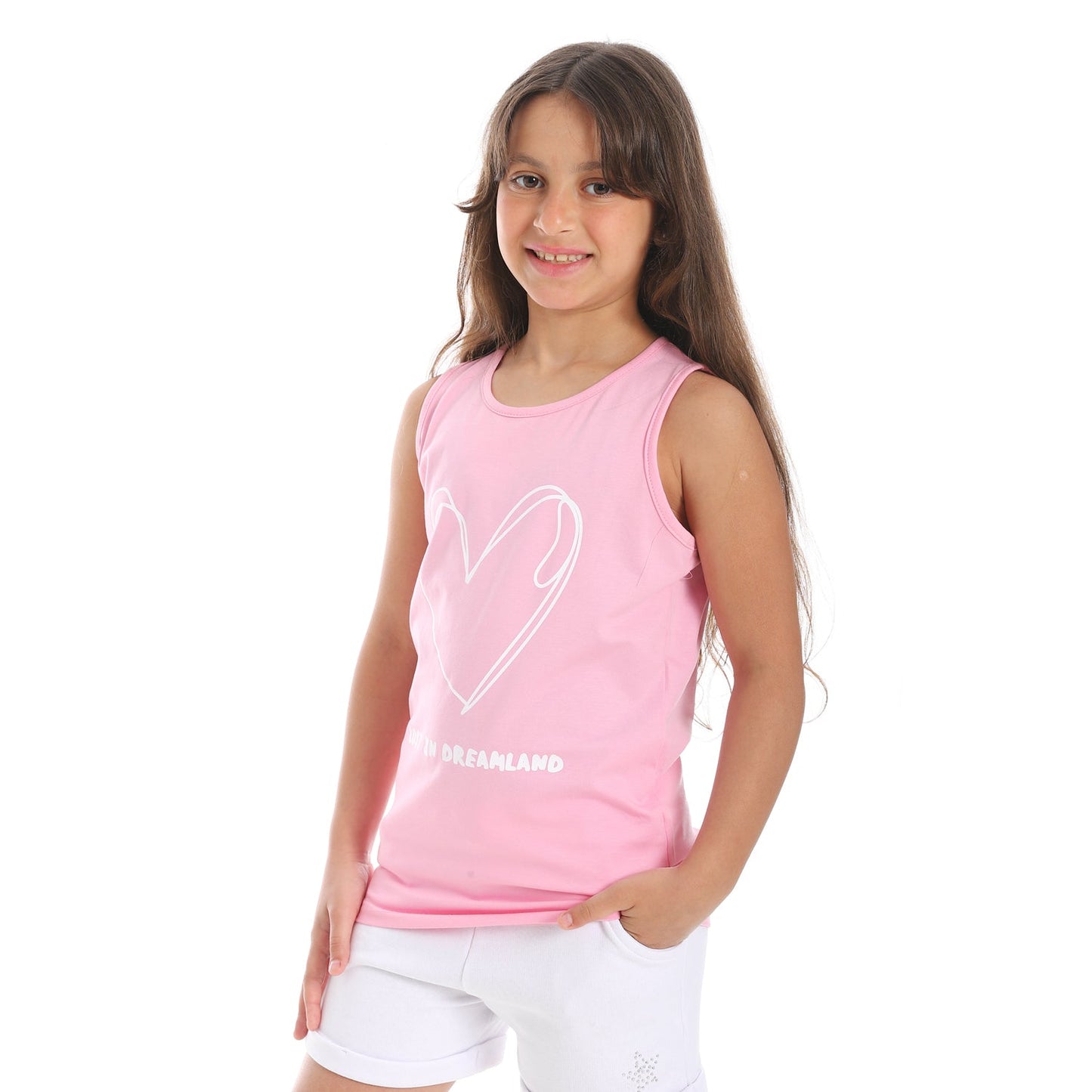 Girls Cotton Printed Sleeveless T-Shirt
