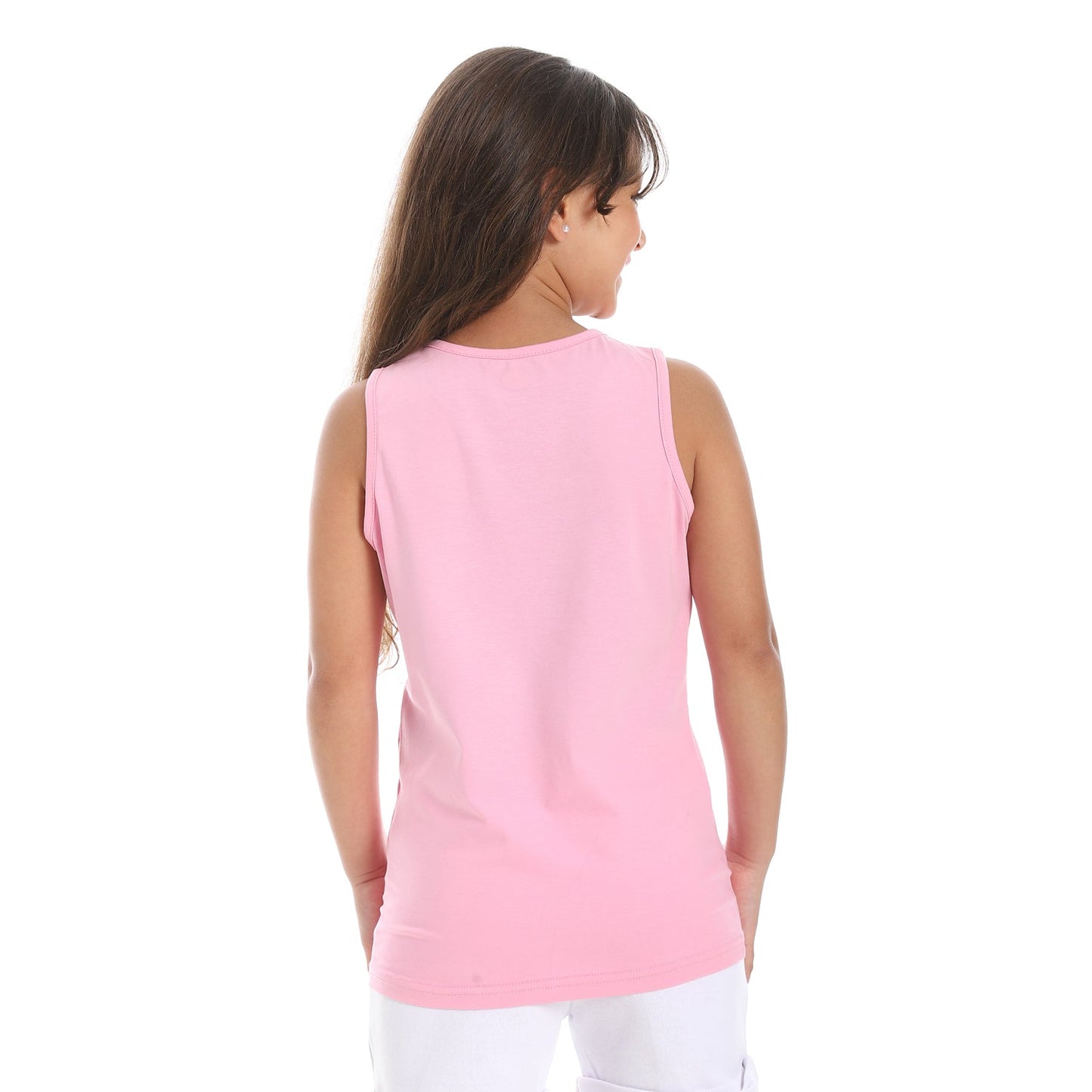 Girls Cotton Printed Sleeveless T-Shirt