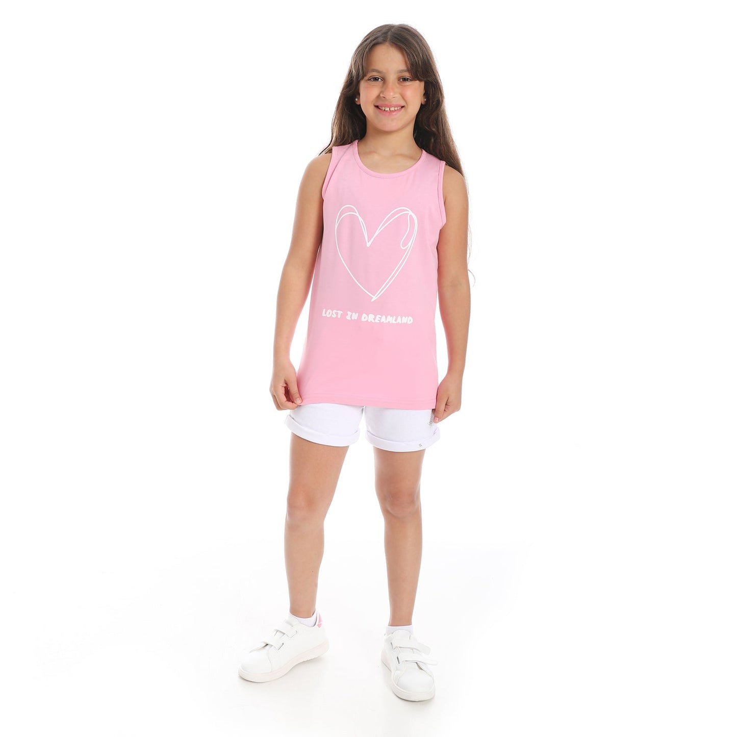 Girls Cotton Printed Sleeveless T-Shirt