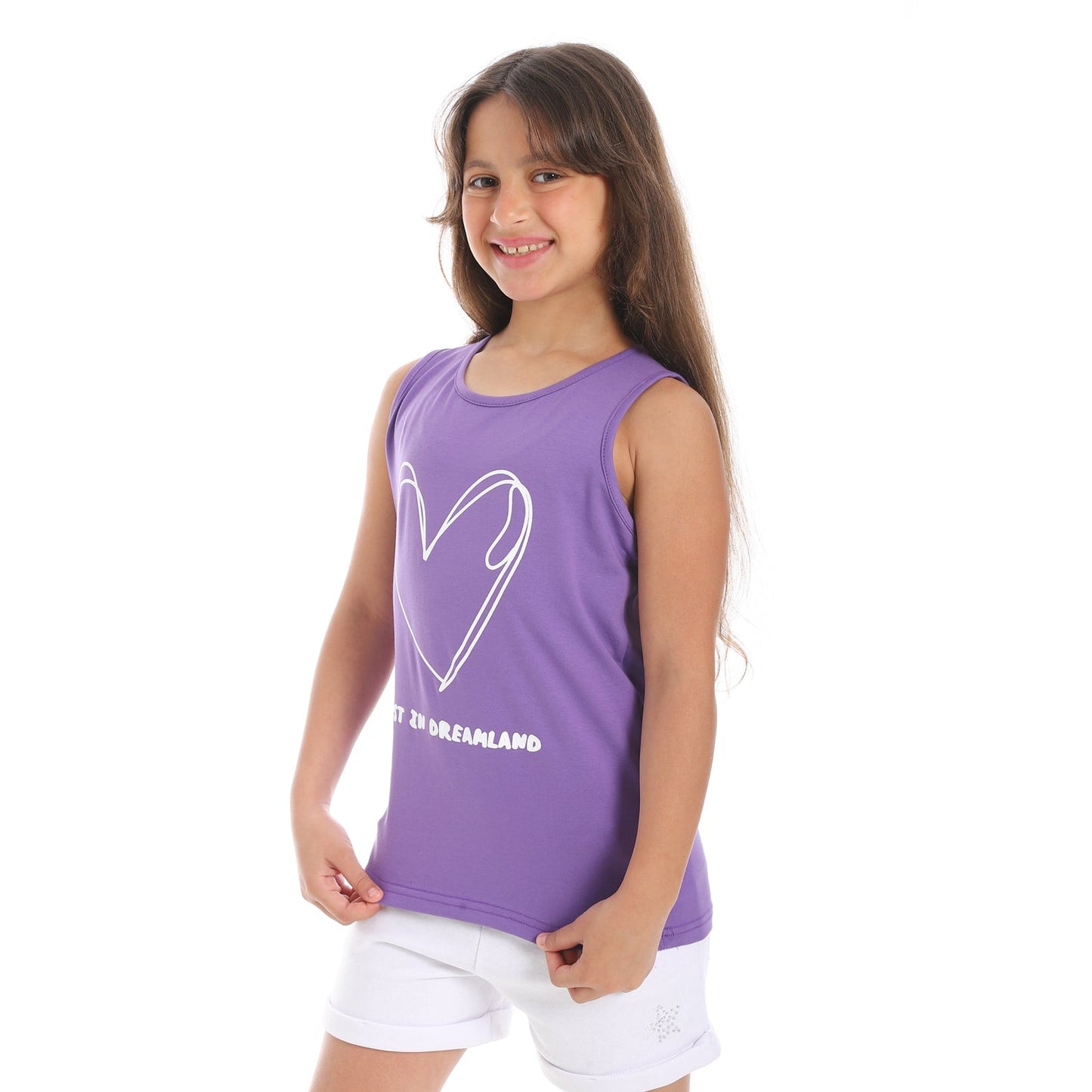 Girls Cotton Printed Sleeveless T-Shirt