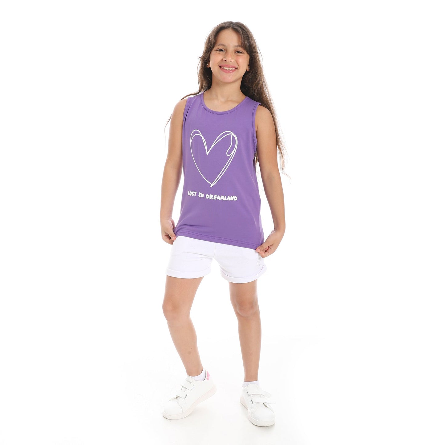 Girls Cotton Printed Sleeveless T-Shirt
