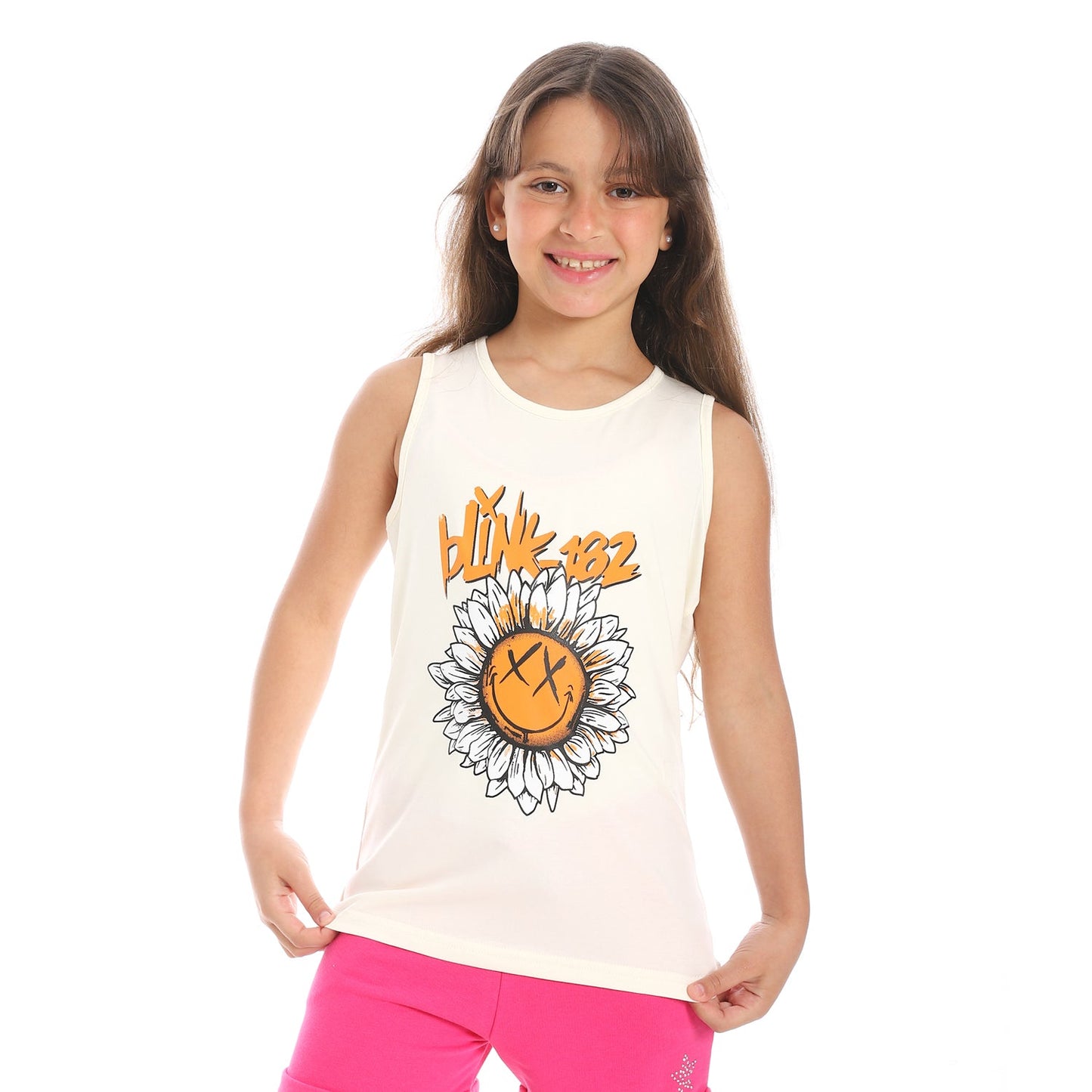 Girls Cotton Printed Sleeveless T-Shirt