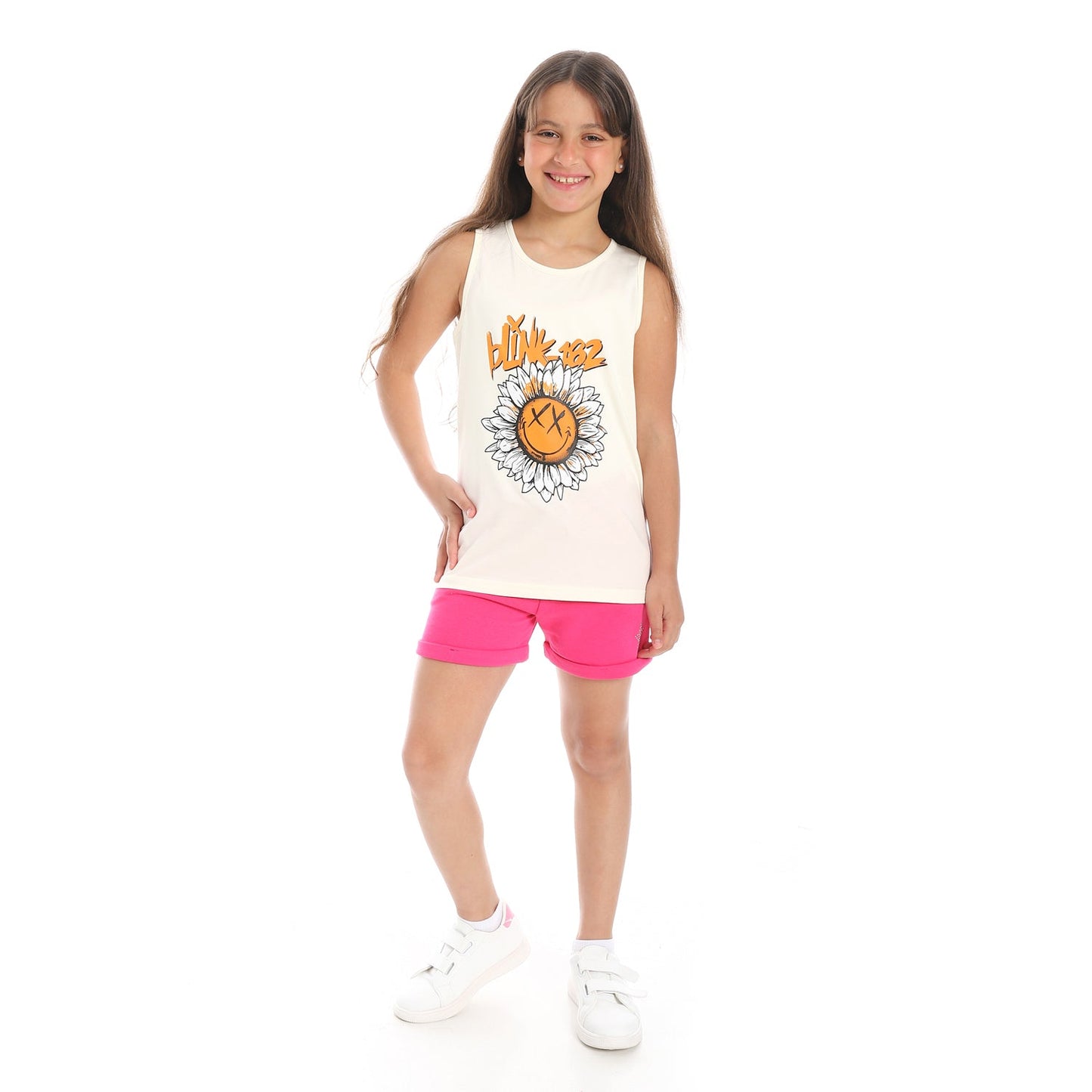 Girls Cotton Printed Sleeveless T-Shirt