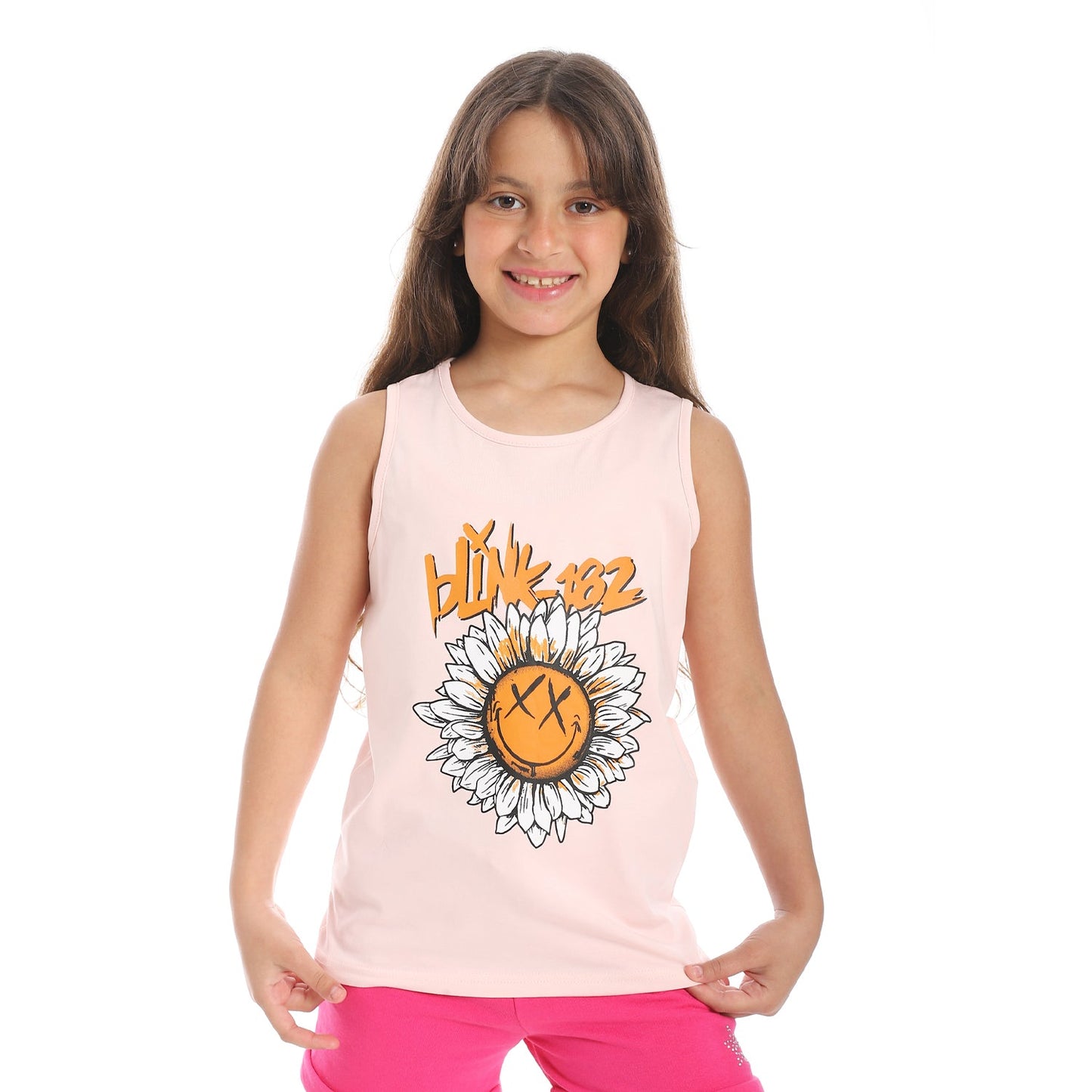 Girls Cotton Printed Sleeveless T-Shirt