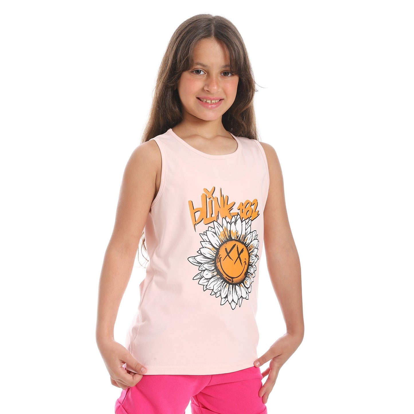 Girls Cotton Printed Sleeveless T-Shirt