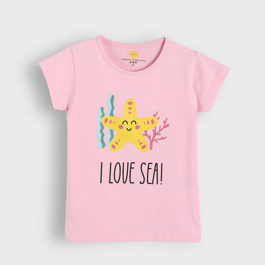 Girls Cotton Printed T-Shirt