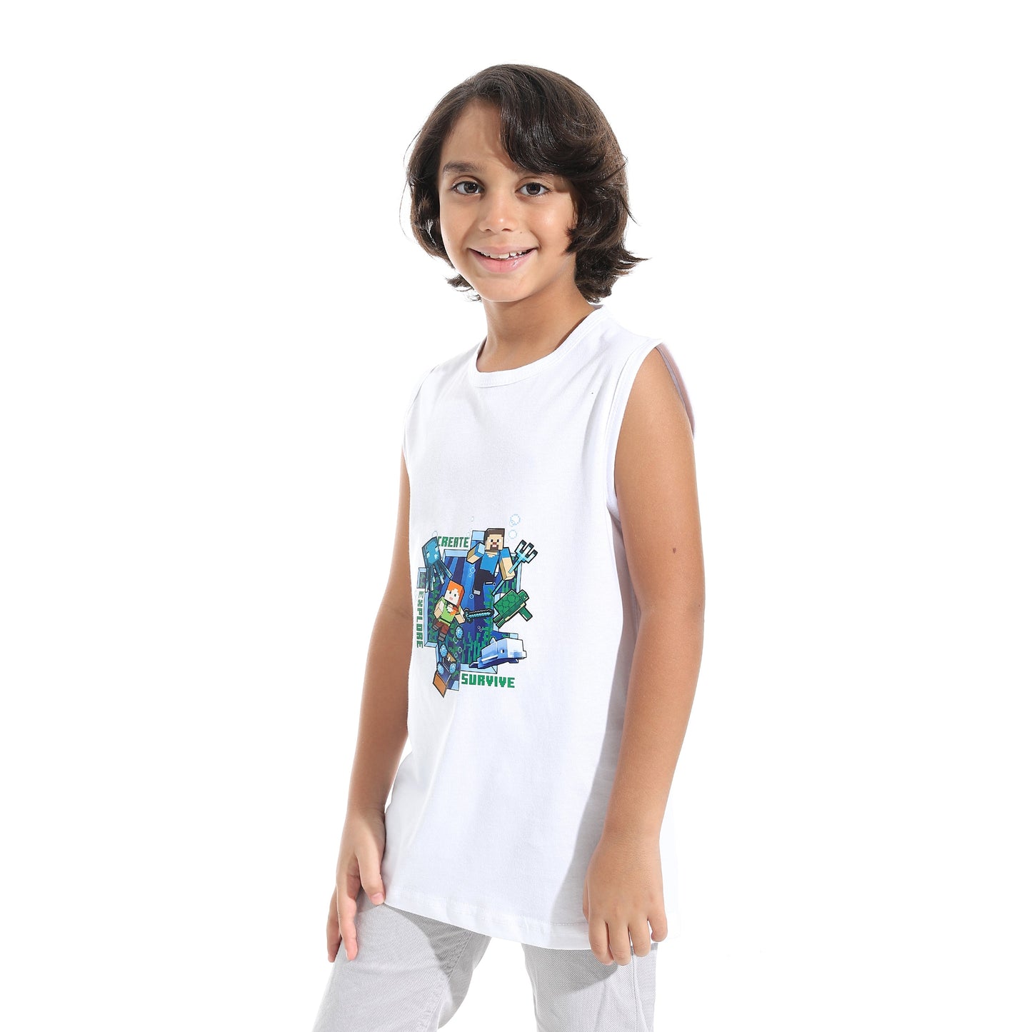 Boys Cotton Sleevless T-Shirt