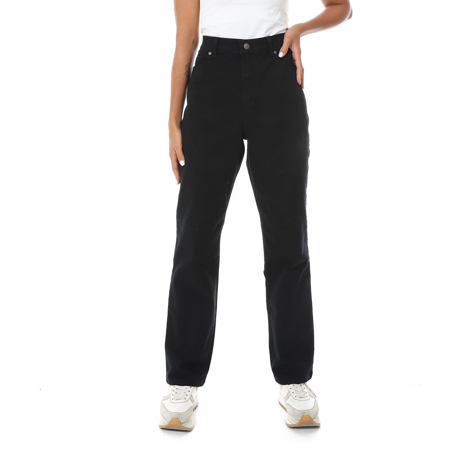 women twill straight fit pants casual trousers