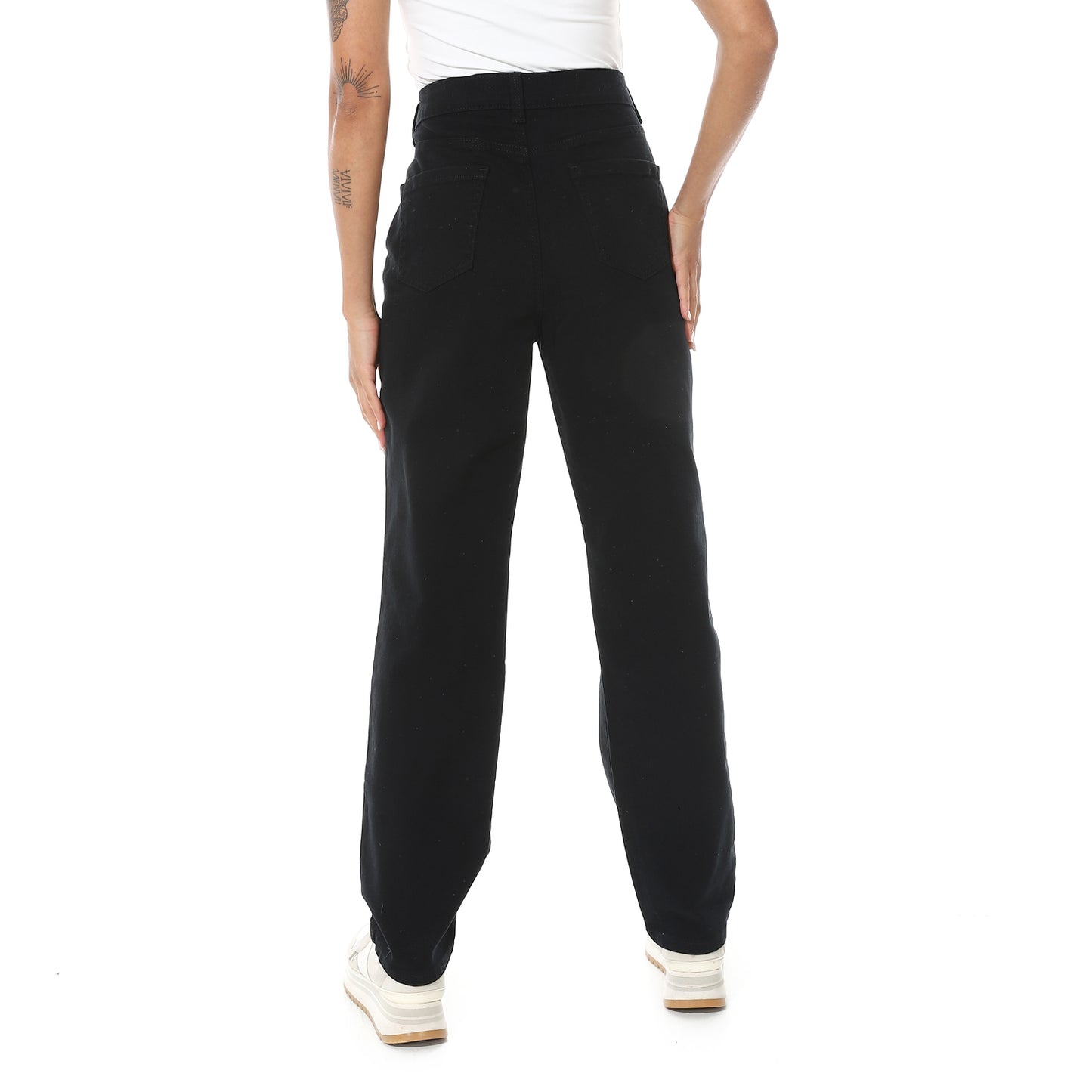 women cotton twill straight leg pants