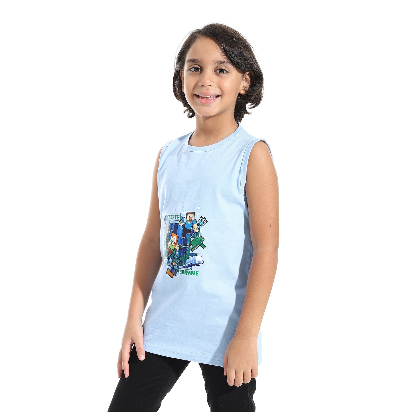 Boys Cotton Sleevless T-Shirt